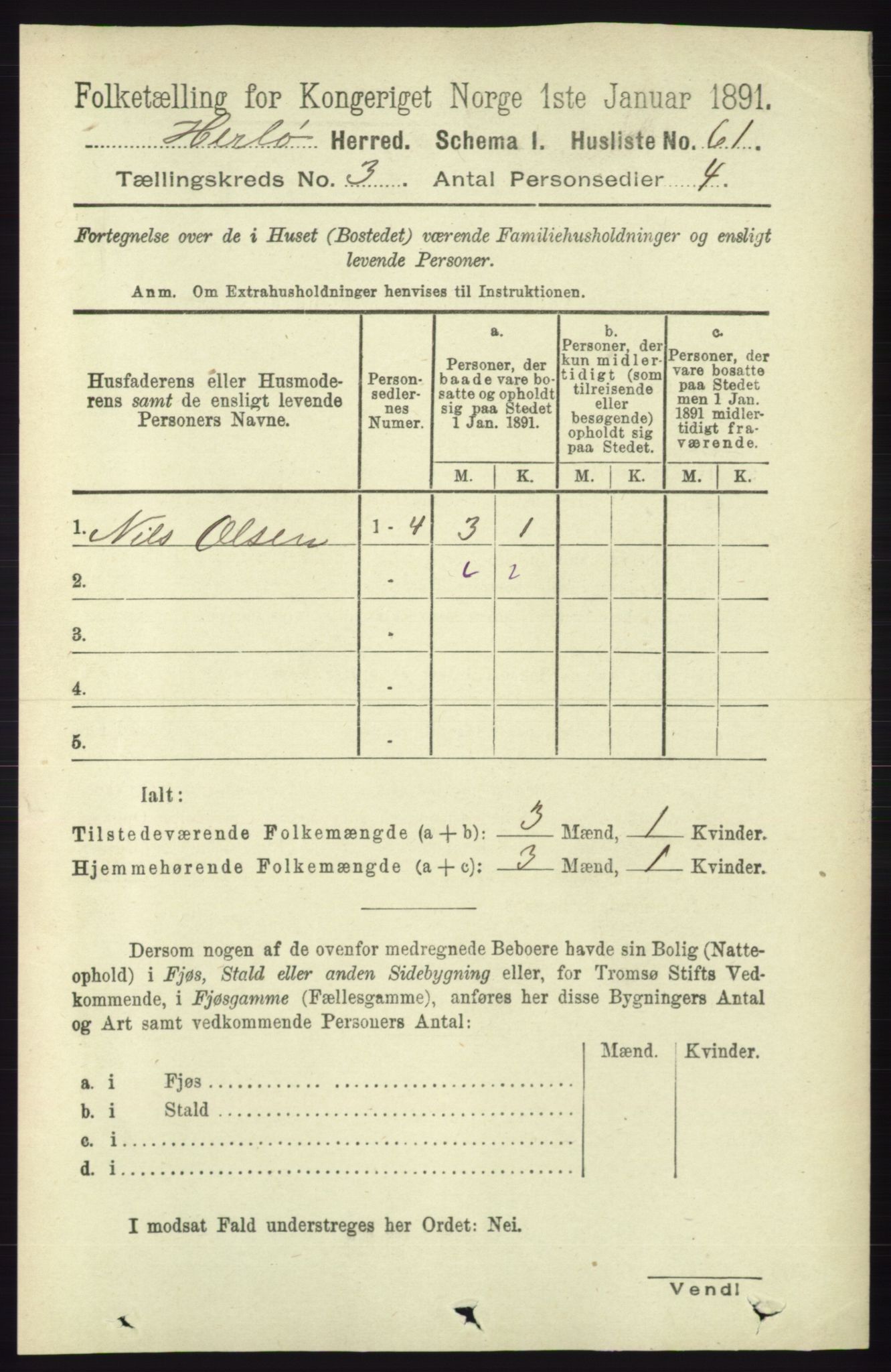 RA, 1891 census for 1258 Herdla, 1891, p. 1079