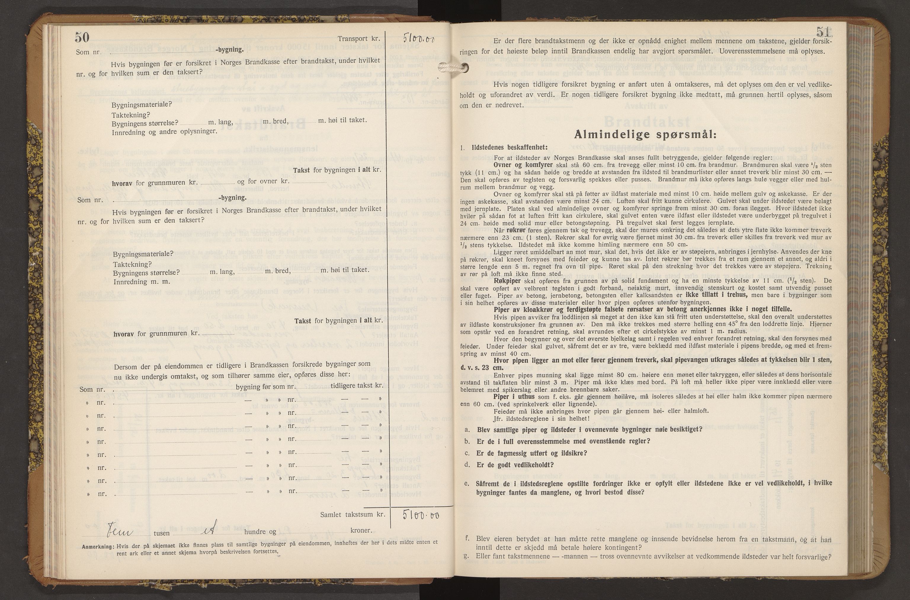 Norges Brannkasse Strinda, AV/SAT-A-5516/Fb/L0009: Branntakstprotokoll, 1940-1946, p. 50-51