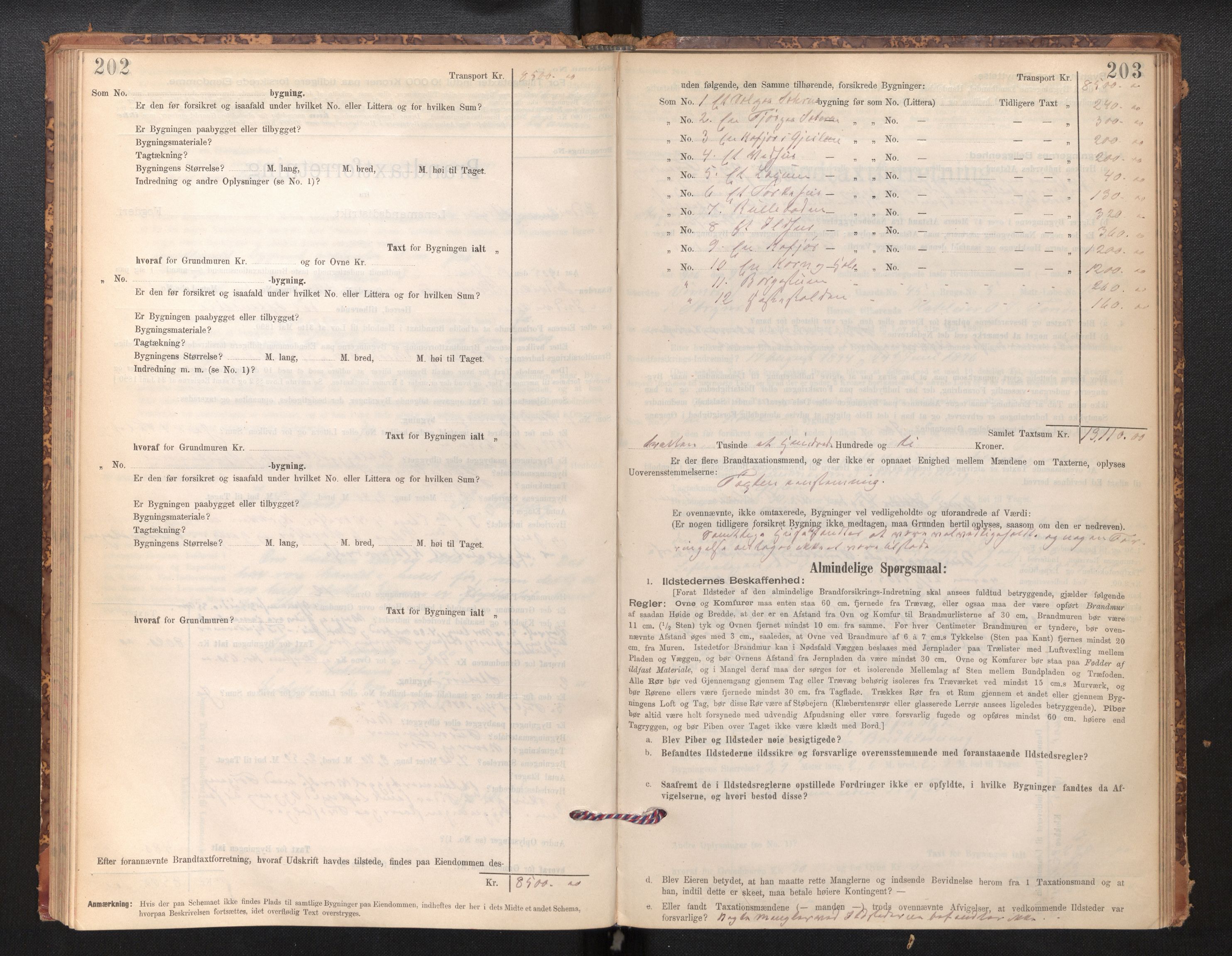 Lensmannen i Stryn og Innvik, AV/SAB-A-30201/0012/L0002: Branntakstprotokoll, skjematakst, 1894-1942, p. 202-203