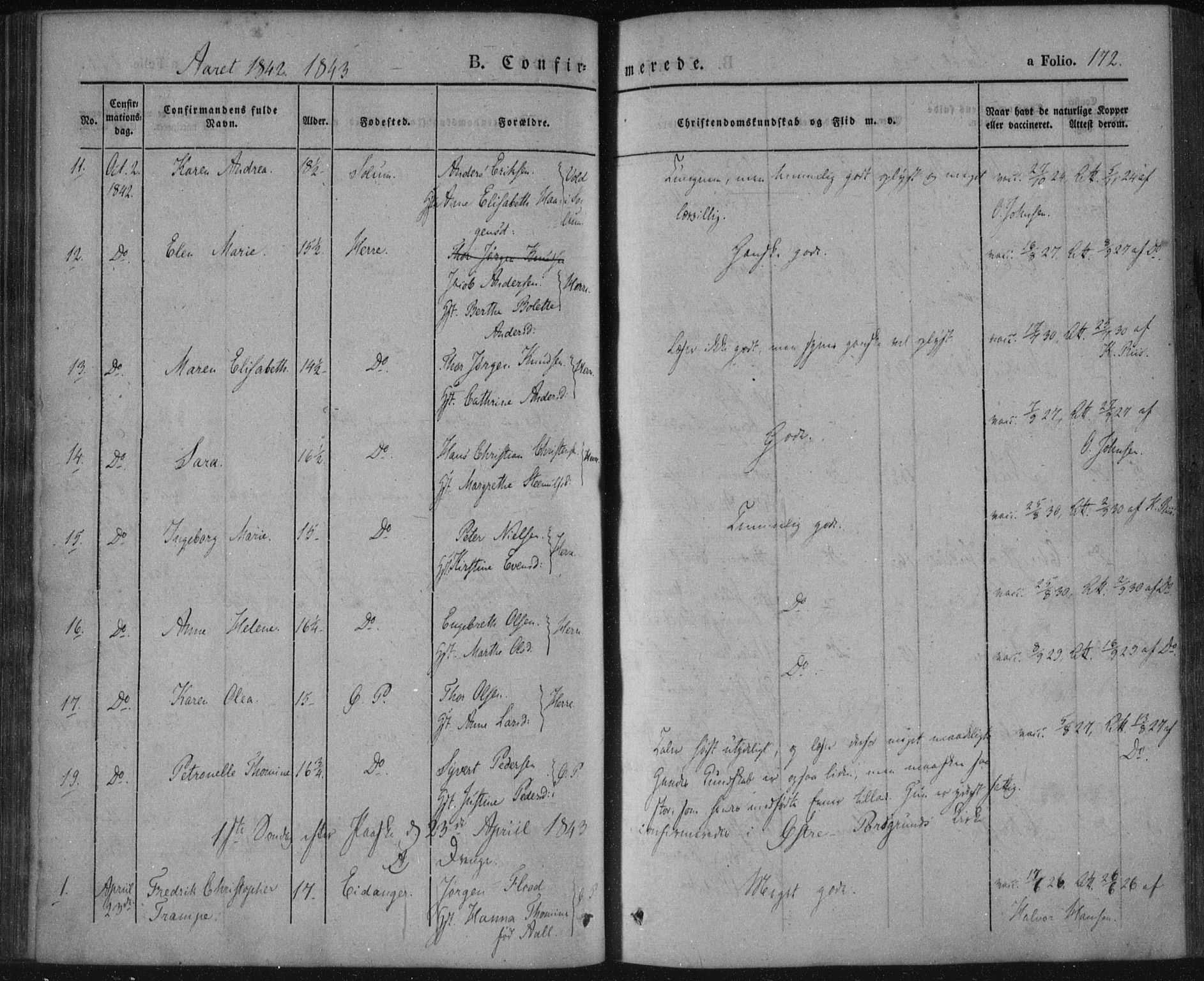 Porsgrunn kirkebøker , SAKO/A-104/F/Fa/L0006: Parish register (official) no. 6, 1841-1857, p. 172