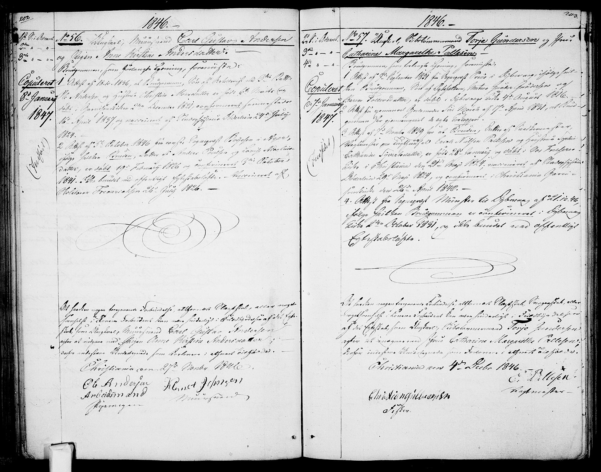 Garnisonsmenigheten Kirkebøker, AV/SAO-A-10846/H/Ha/L0005: Banns register no. I 5, 1844-1856, p. 202-203