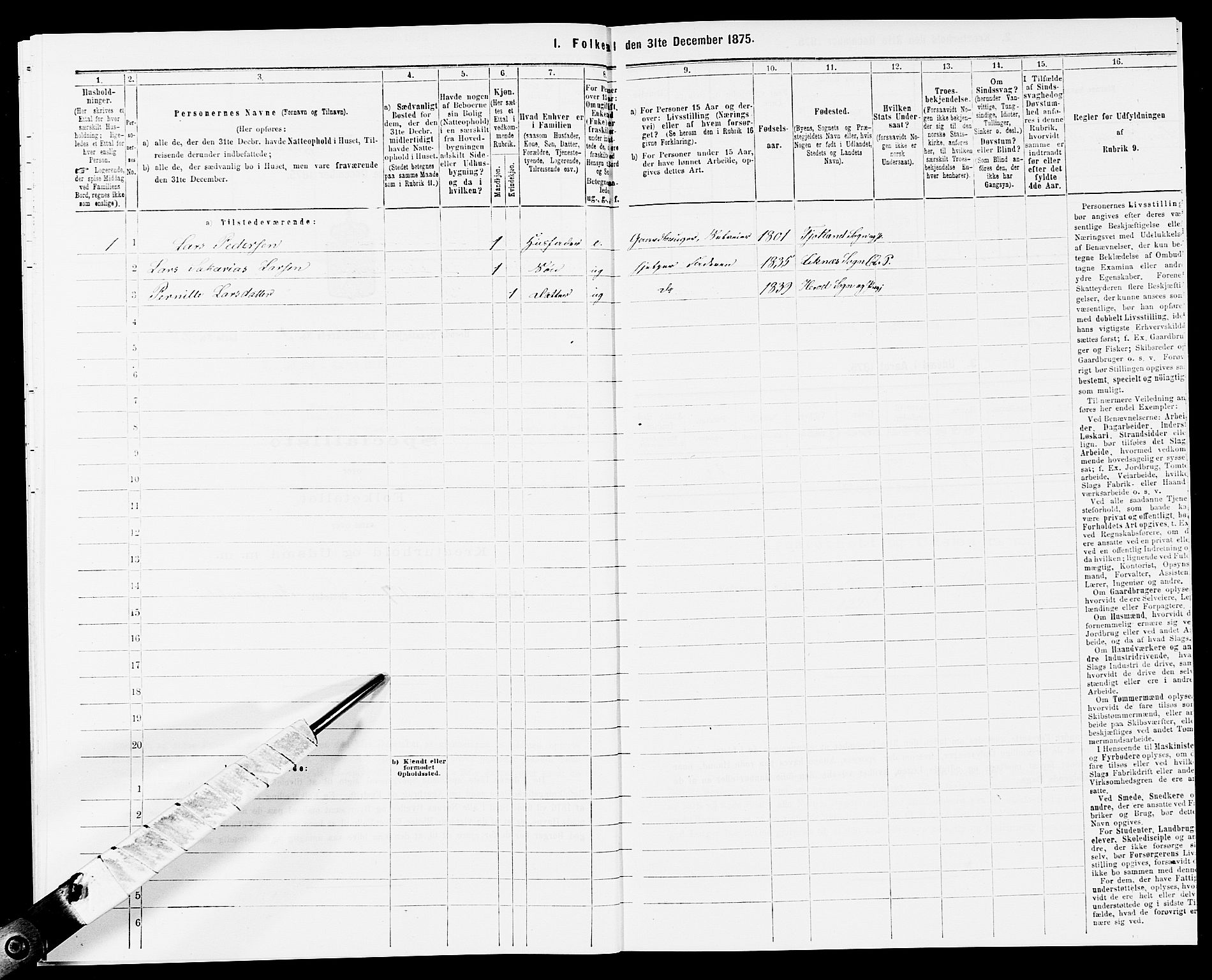 SAK, 1875 census for 1039P Herad, 1875, p. 385