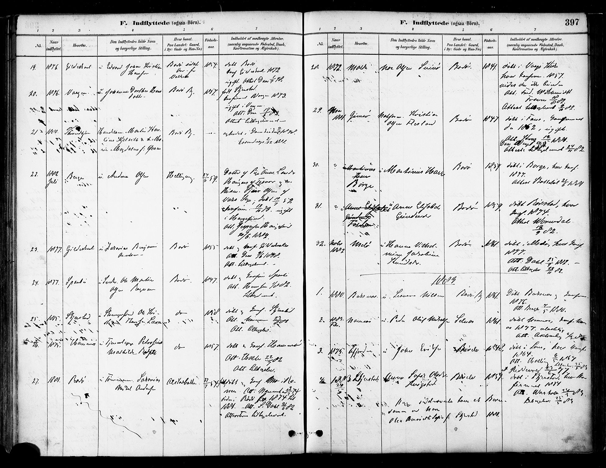 Ministerialprotokoller, klokkerbøker og fødselsregistre - Nordland, SAT/A-1459/802/L0054: Parish register (official) no. 802A01, 1879-1893, p. 397