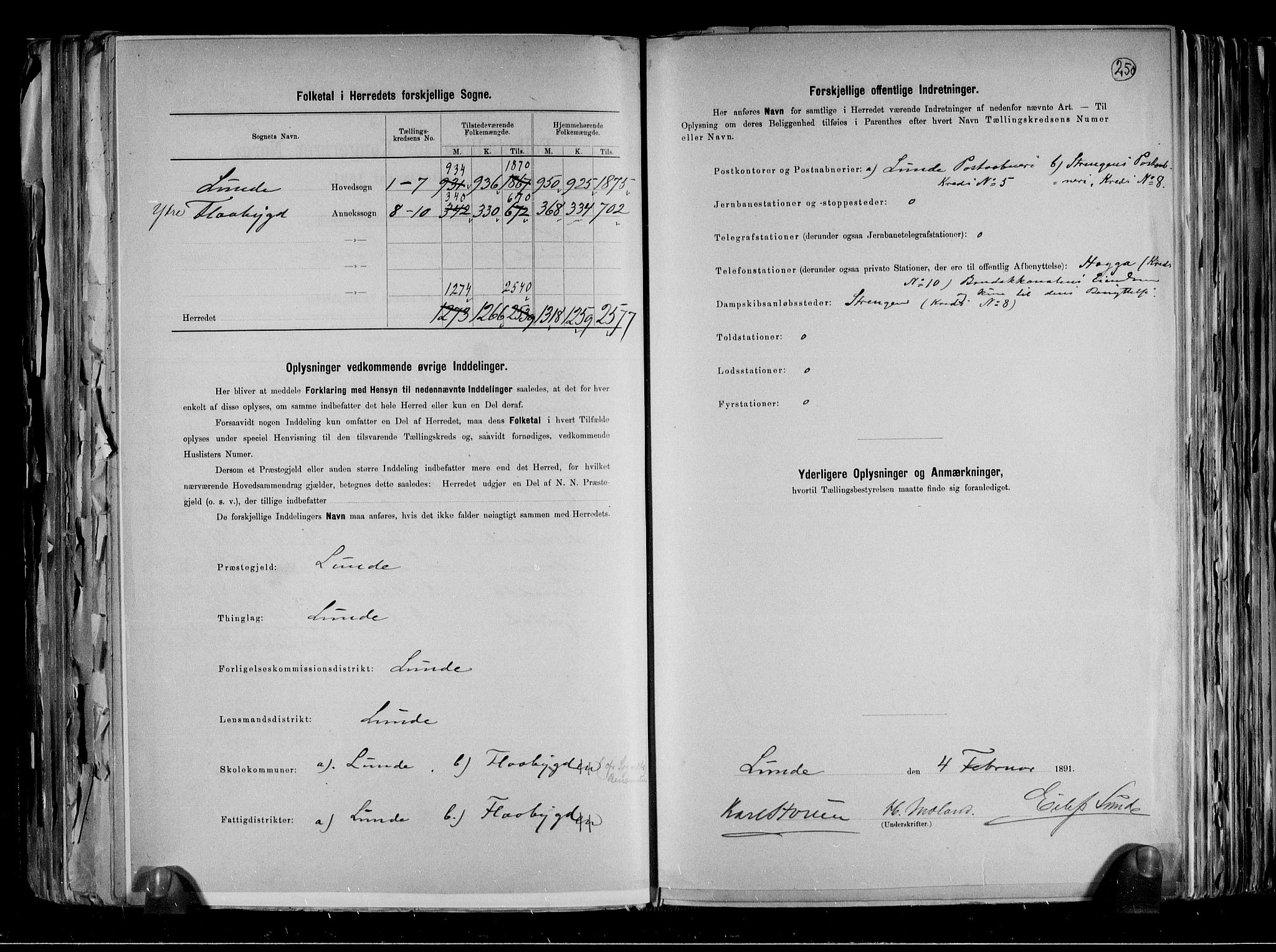 RA, 1891 census for 0820 Lunde, 1891, p. 3