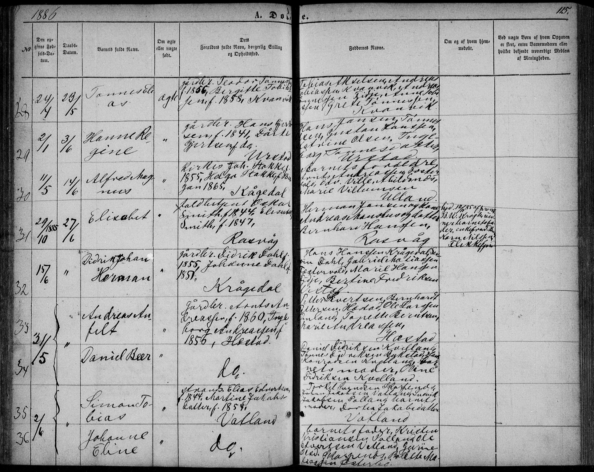 Flekkefjord sokneprestkontor, AV/SAK-1111-0012/F/Fb/Fbb/L0003: Parish register (copy) no. B 3, 1867-1889, p. 115