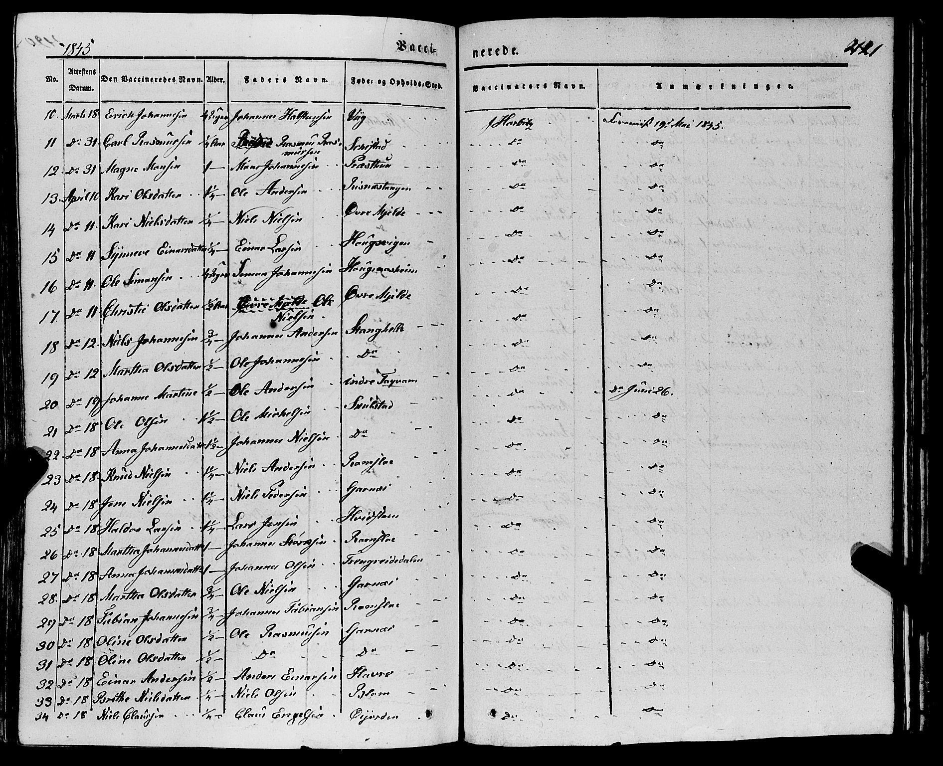 Haus sokneprestembete, AV/SAB-A-75601/H/Haa: Parish register (official) no. A 15, 1838-1847, p. 421