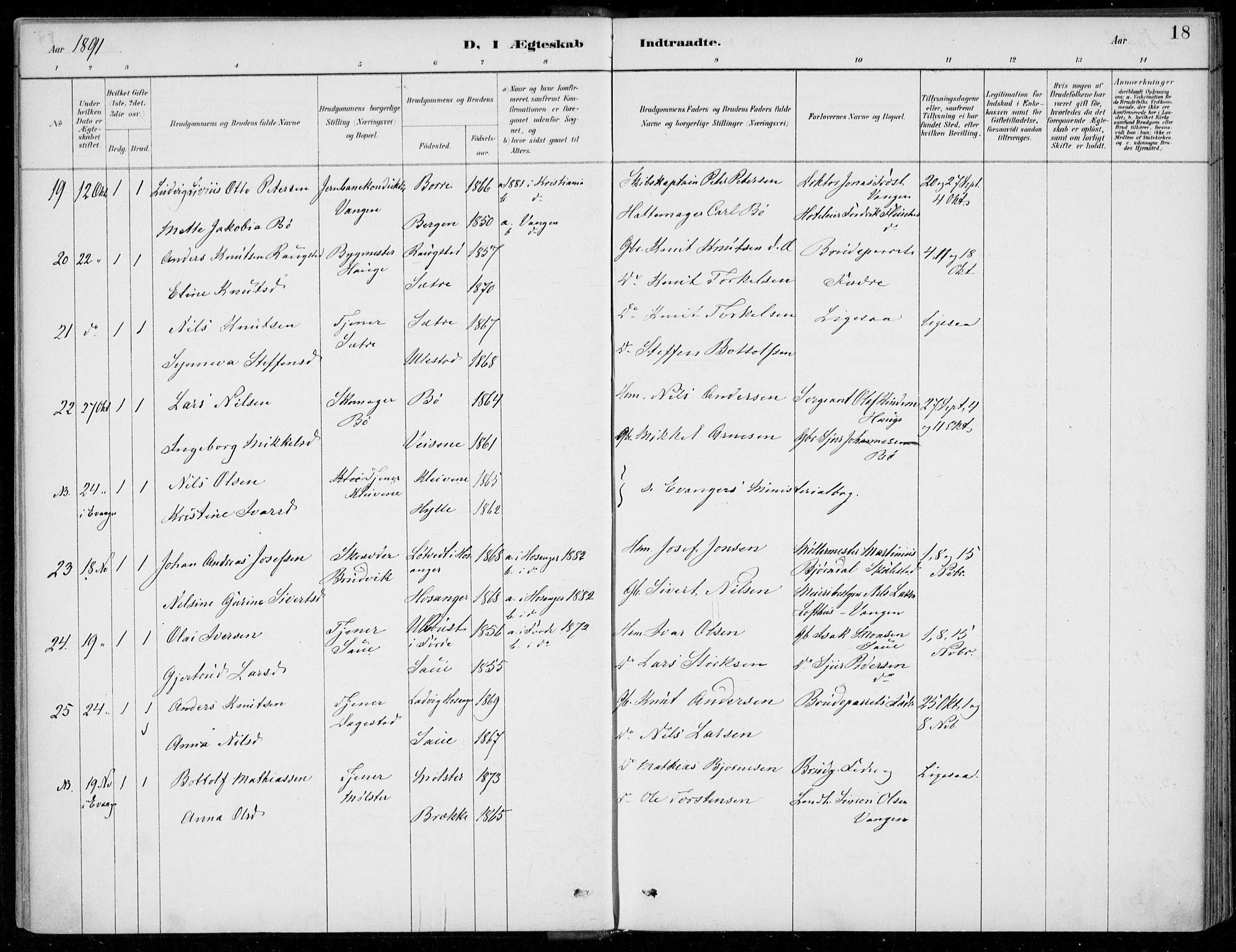Voss sokneprestembete, SAB/A-79001/H/Haa: Parish register (official) no. C  1, 1887-1915, p. 18