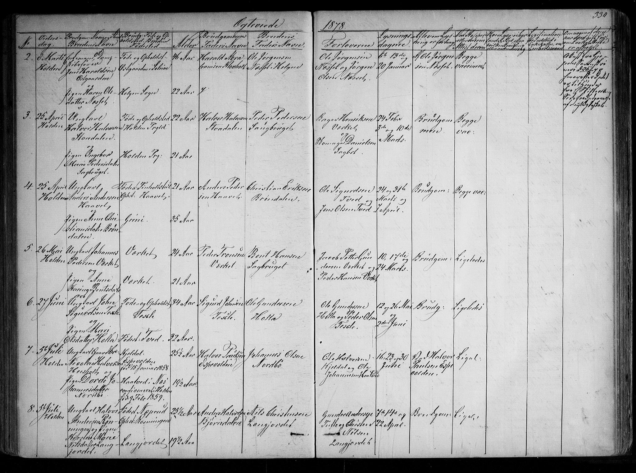 Holla kirkebøker, AV/SAKO-A-272/G/Ga/L0004: Parish register (copy) no. I 4, 1867-1890, p. 330