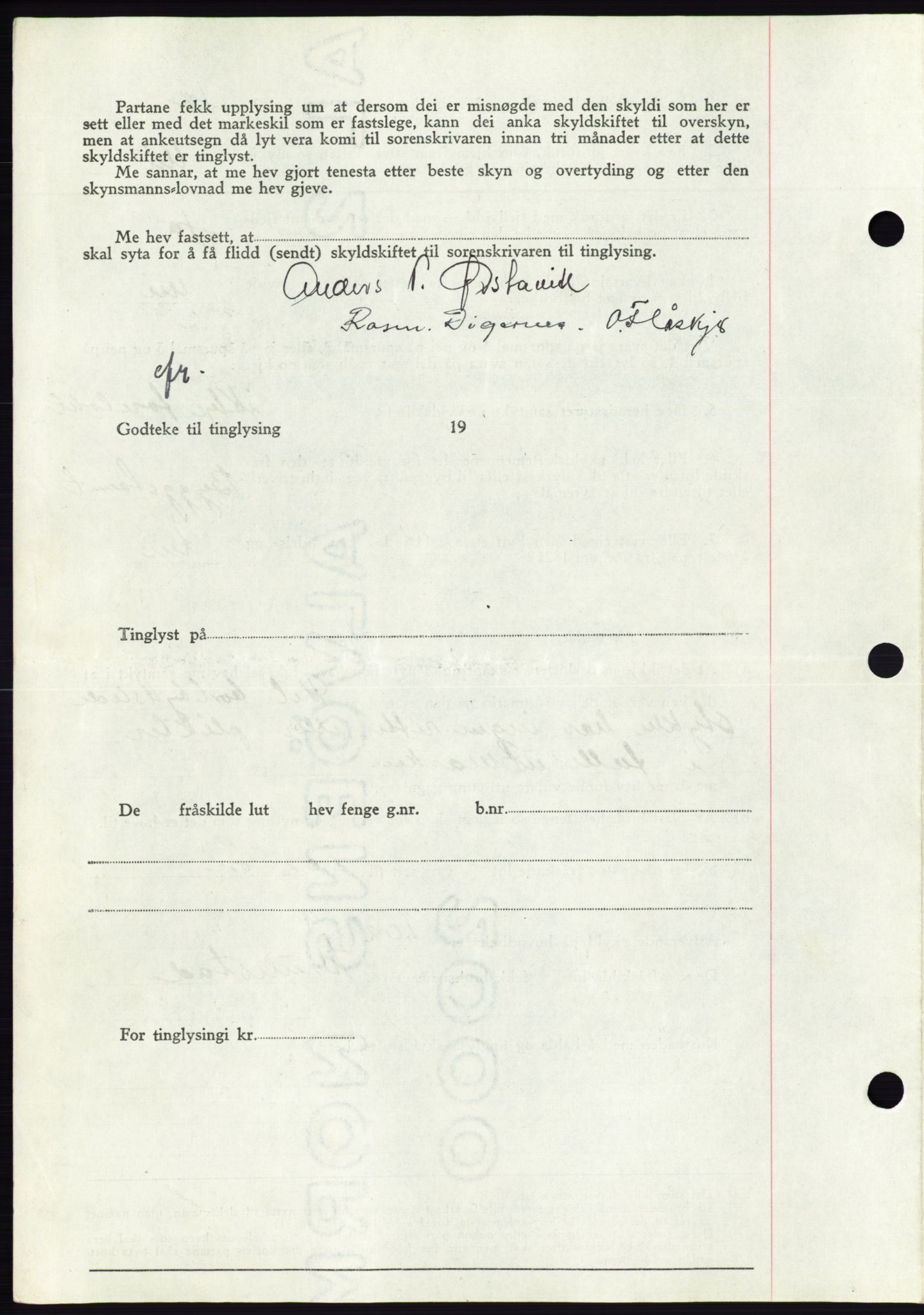 Søre Sunnmøre sorenskriveri, AV/SAT-A-4122/1/2/2C/L0076: Mortgage book no. 2A, 1943-1944, Diary no: : 601/1944