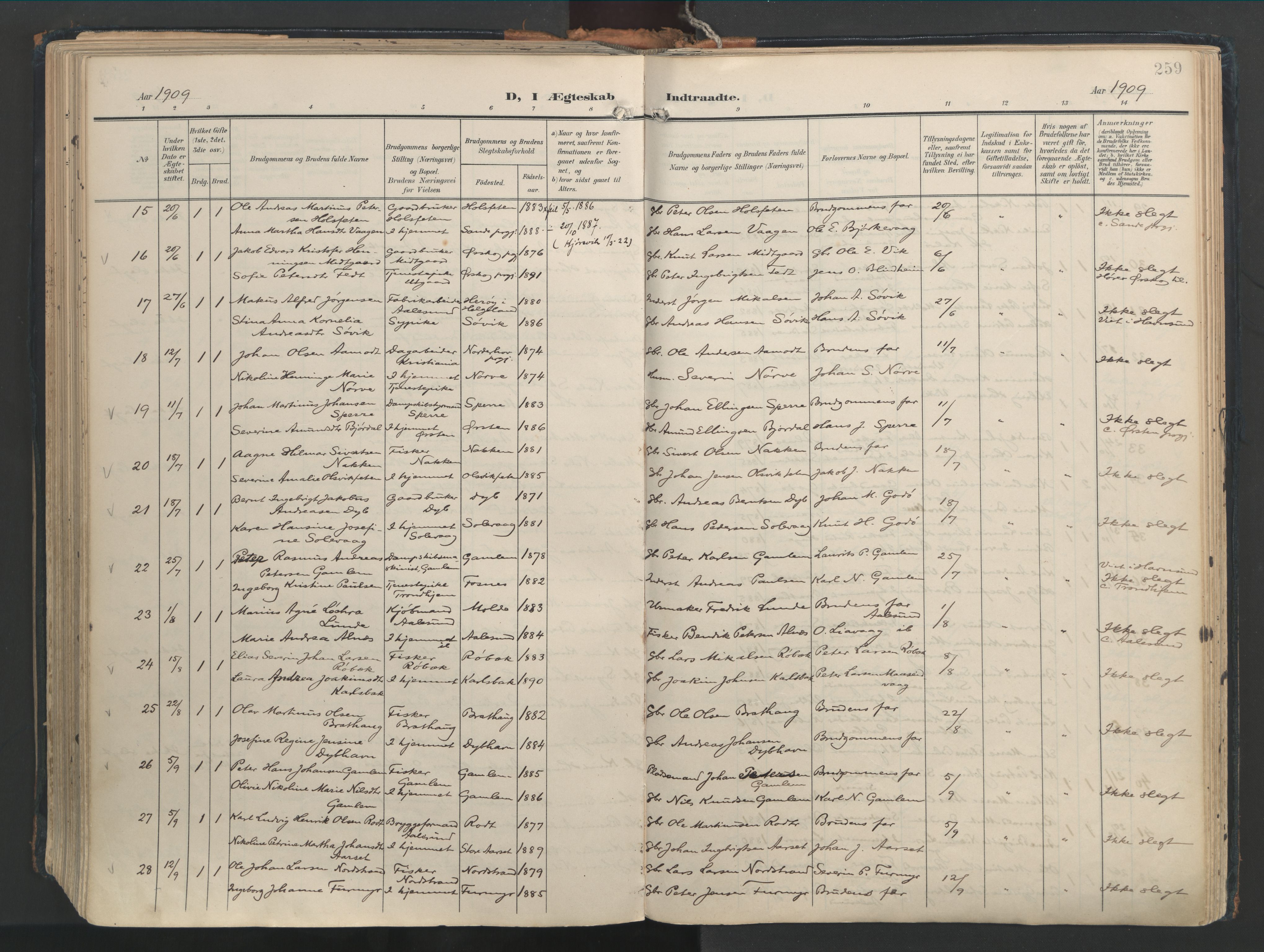 Ministerialprotokoller, klokkerbøker og fødselsregistre - Møre og Romsdal, AV/SAT-A-1454/528/L0411: Parish register (official) no. 528A20, 1907-1920, p. 259