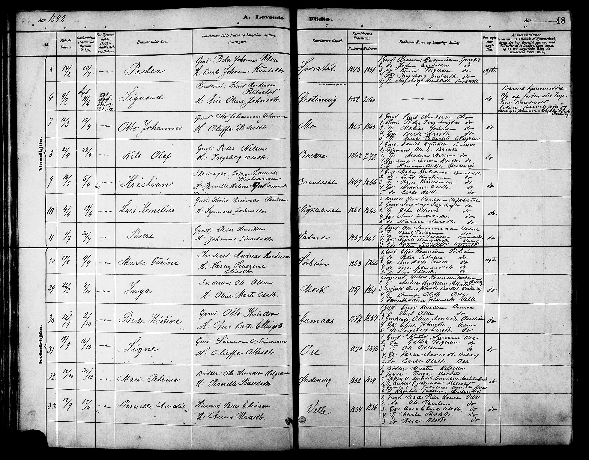 Ministerialprotokoller, klokkerbøker og fødselsregistre - Møre og Romsdal, AV/SAT-A-1454/513/L0189: Parish register (copy) no. 513C03, 1883-1904, p. 48