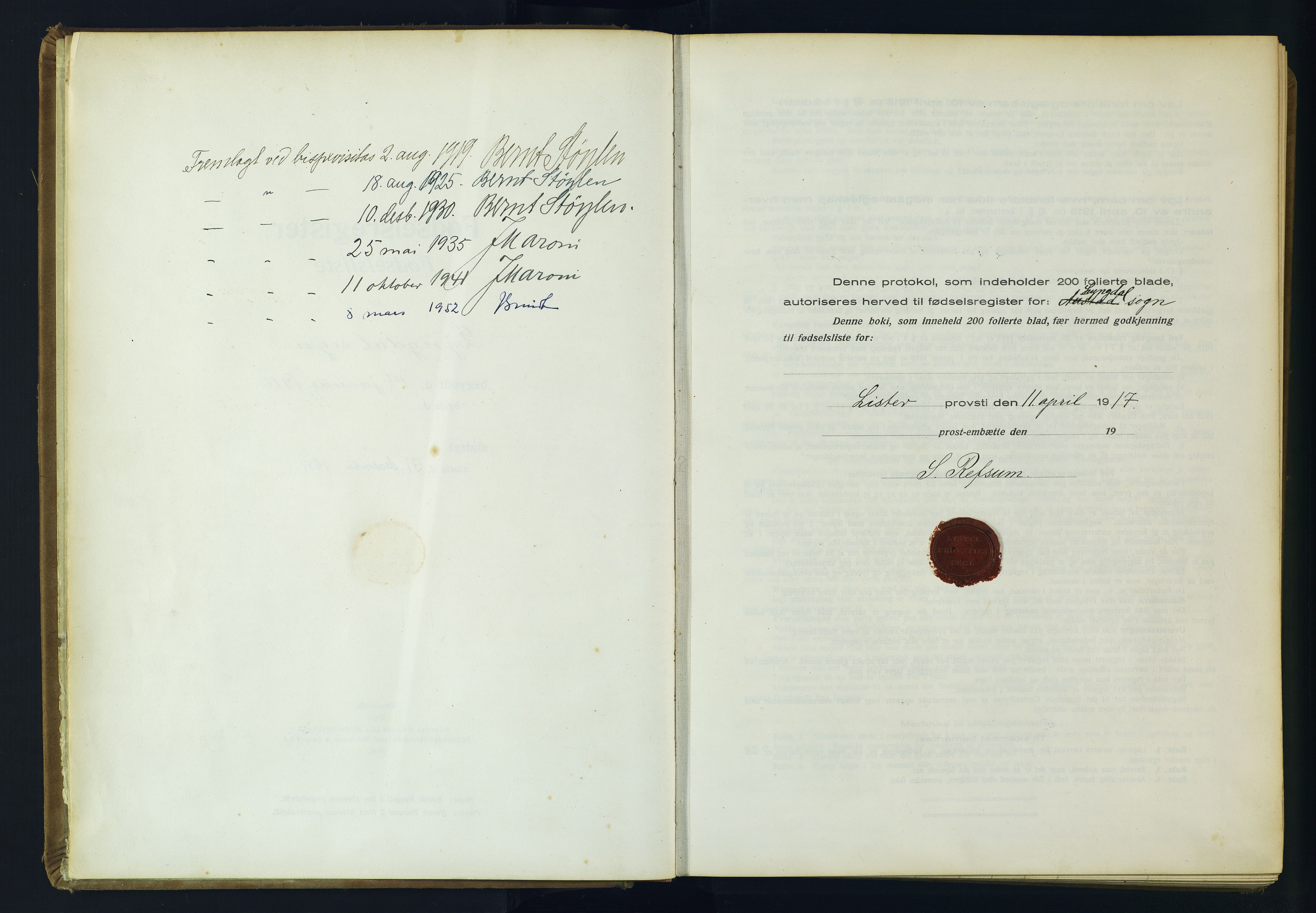 Lyngdal sokneprestkontor, AV/SAK-1111-0029/J/Ja/L0001: Birth register no. A-VI-26, 1916-1951