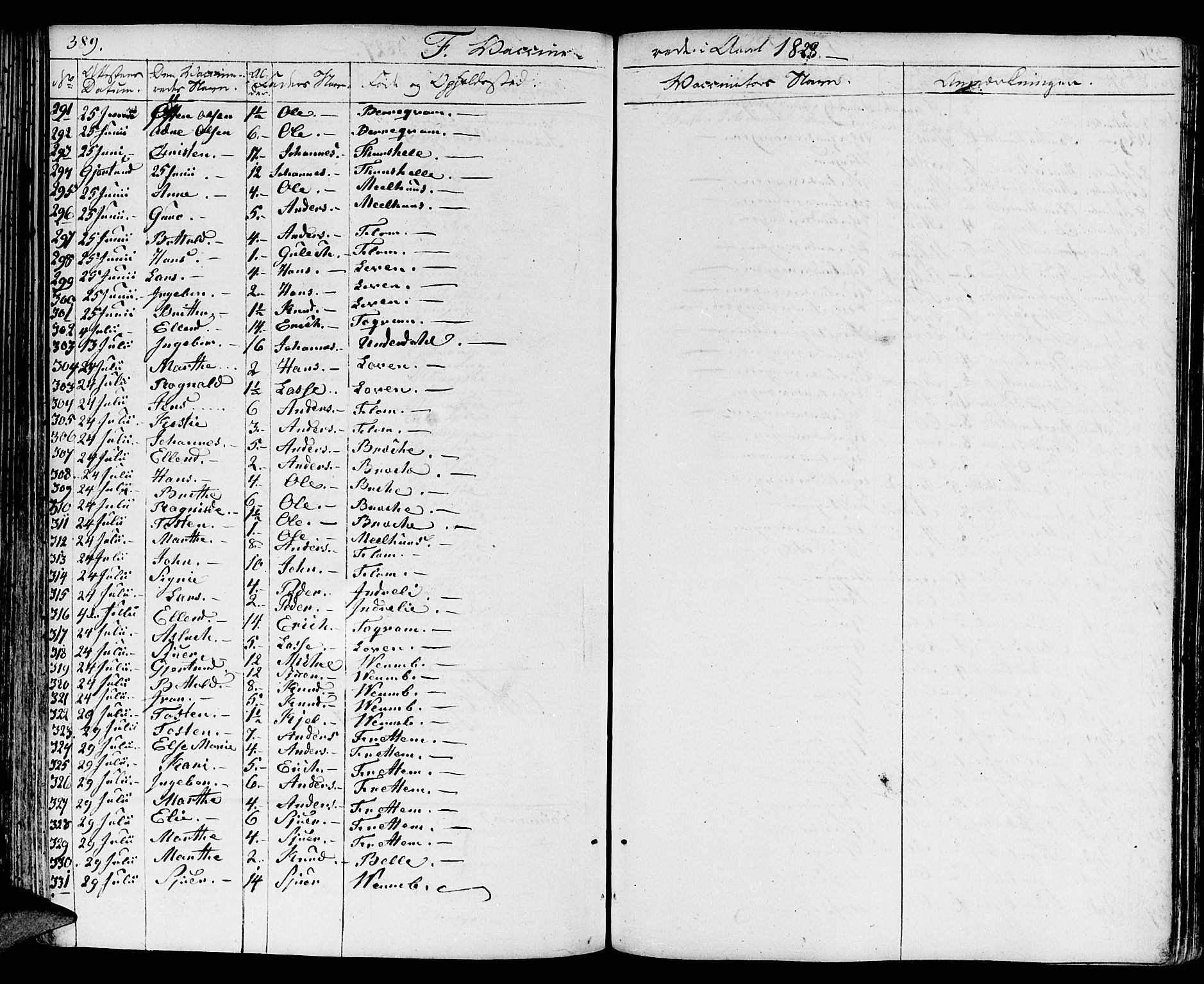 Aurland sokneprestembete, SAB/A-99937/H/Ha/Haa/L0006: Parish register (official) no. A 6, 1821-1859, p. 389