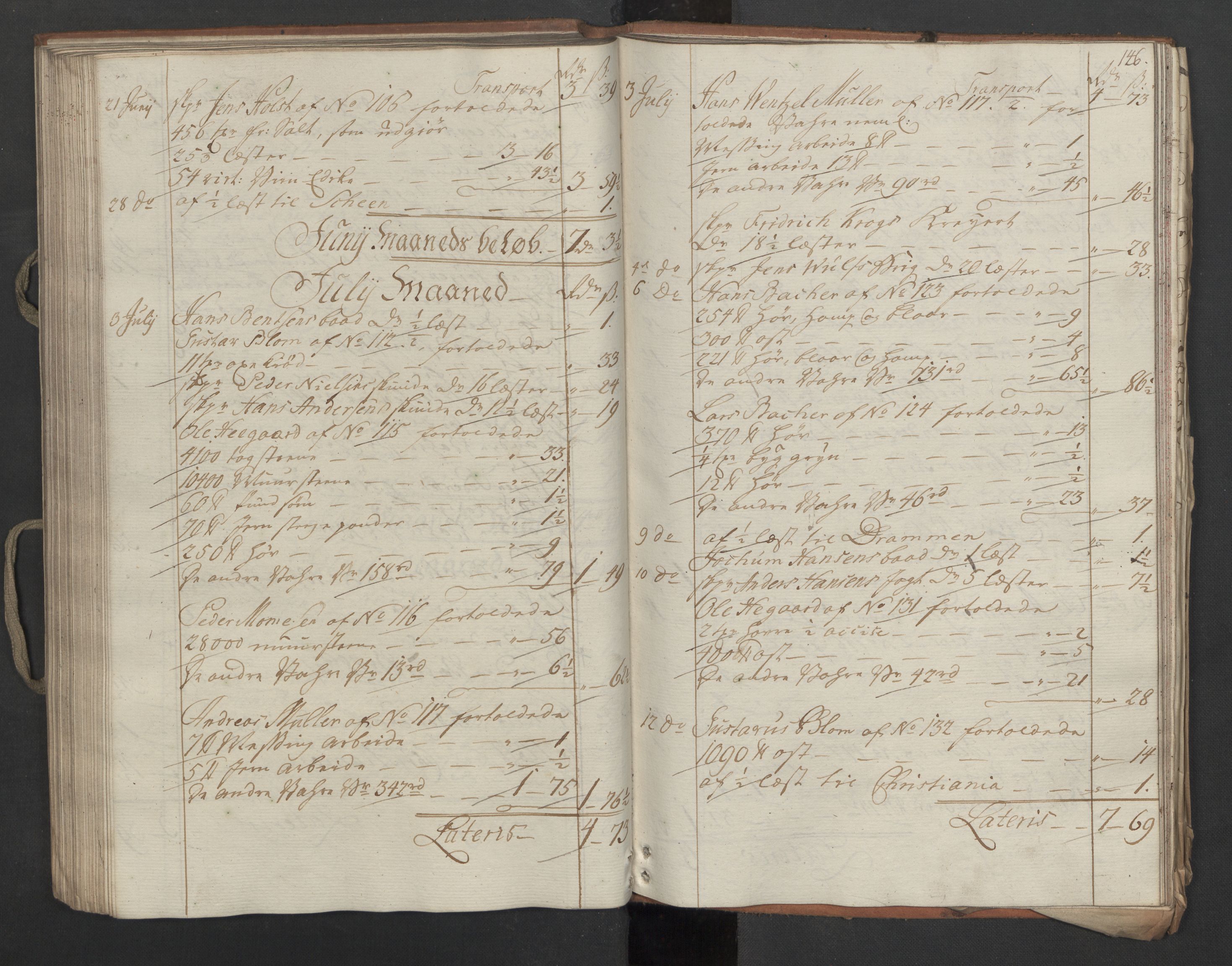Generaltollkammeret, tollregnskaper, AV/RA-EA-5490/R09/L0037/0001: Tollregnskaper Holmestrand / Inngående hovedtollbok, 1764, p. 145b-146a