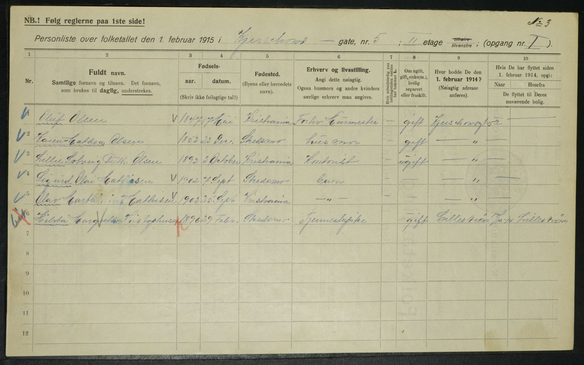 OBA, Municipal Census 1915 for Kristiania, 1915, p. 48976