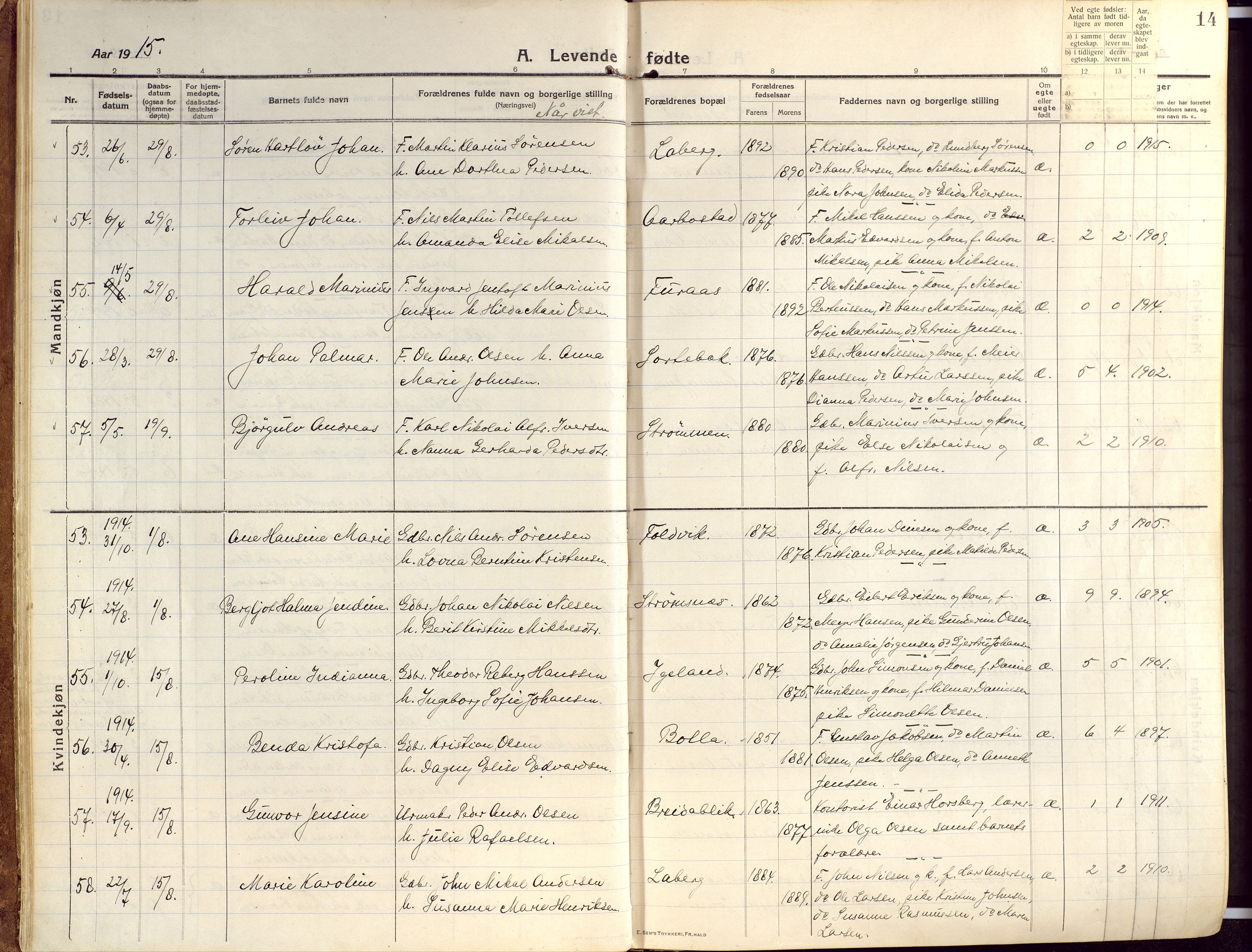 Ibestad sokneprestembete, AV/SATØ-S-0077/H/Ha/Haa/L0018kirke: Parish register (official) no. 18, 1915-1929, p. 14