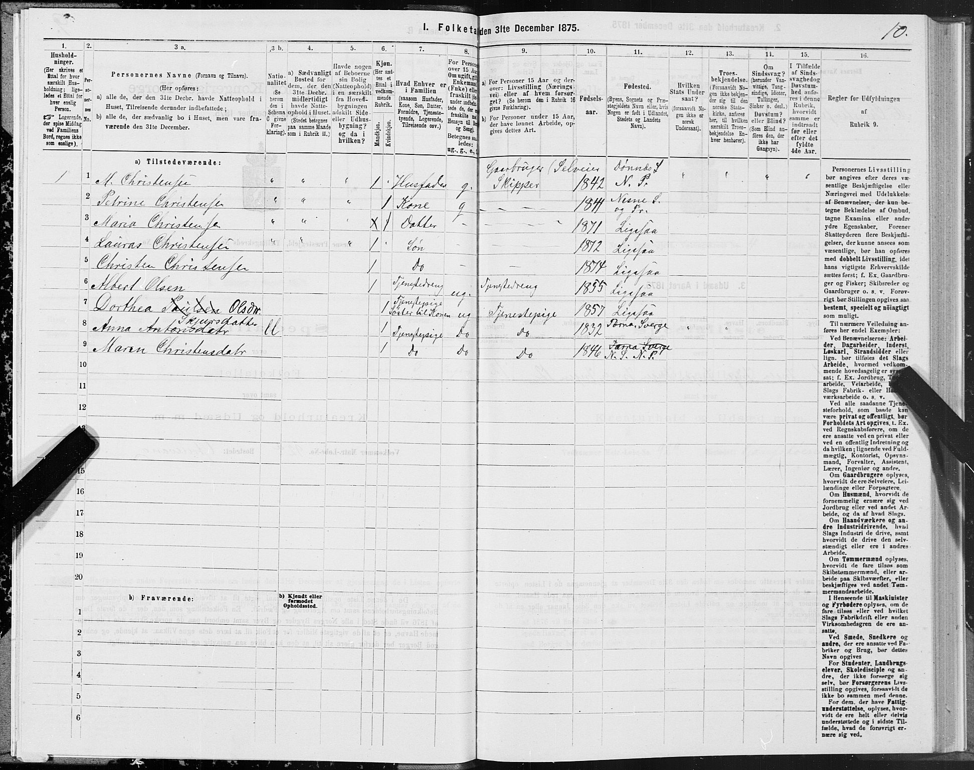 SAT, 1875 census for 1828P Nesna, 1875, p. 3010