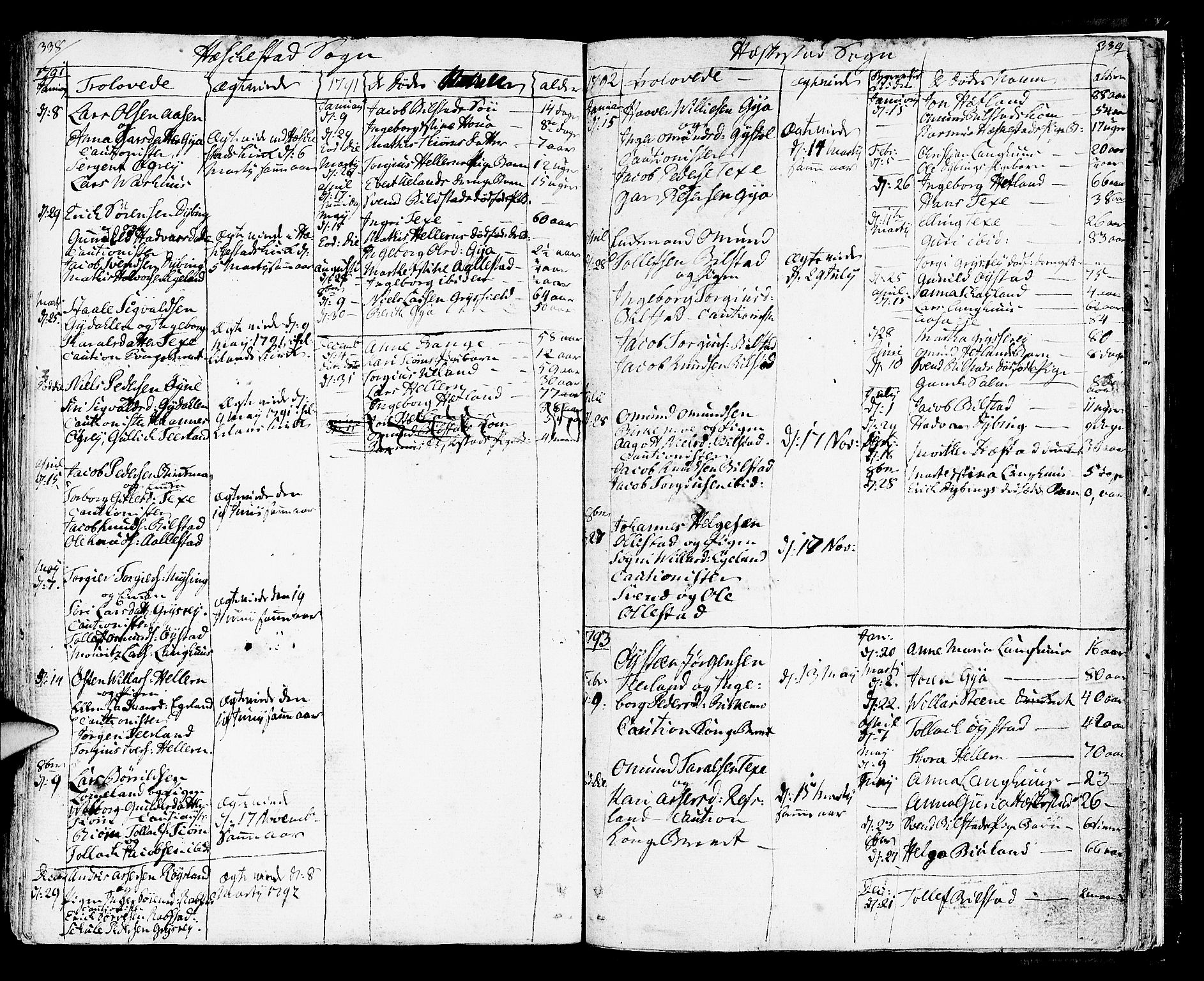 Helleland sokneprestkontor, SAST/A-101810: Parish register (official) no. A 3 /3, 1791-1817, p. 338-339