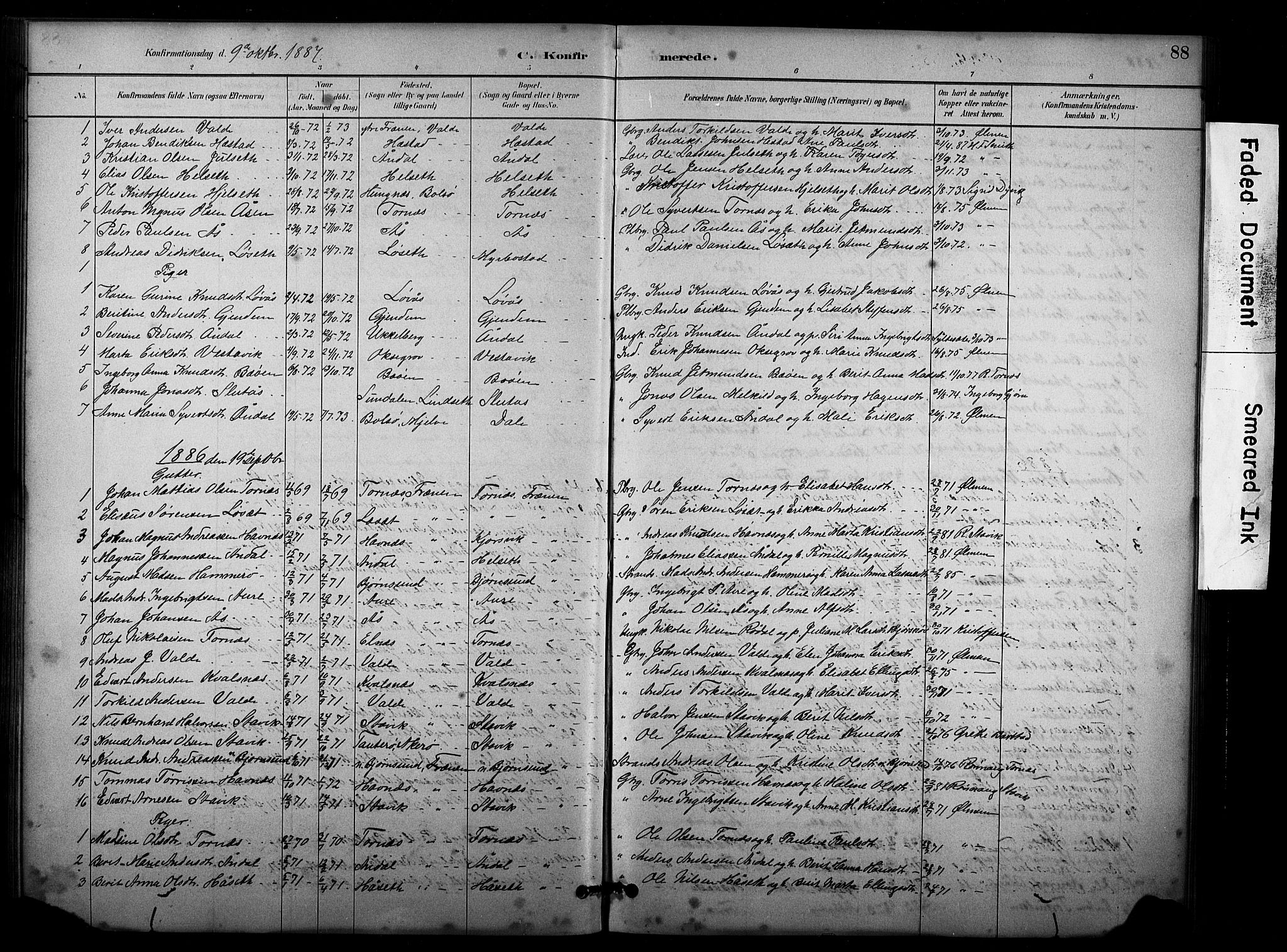 Ministerialprotokoller, klokkerbøker og fødselsregistre - Møre og Romsdal, SAT/A-1454/565/L0755: Parish register (copy) no. 565C04, 1883-1903, p. 88