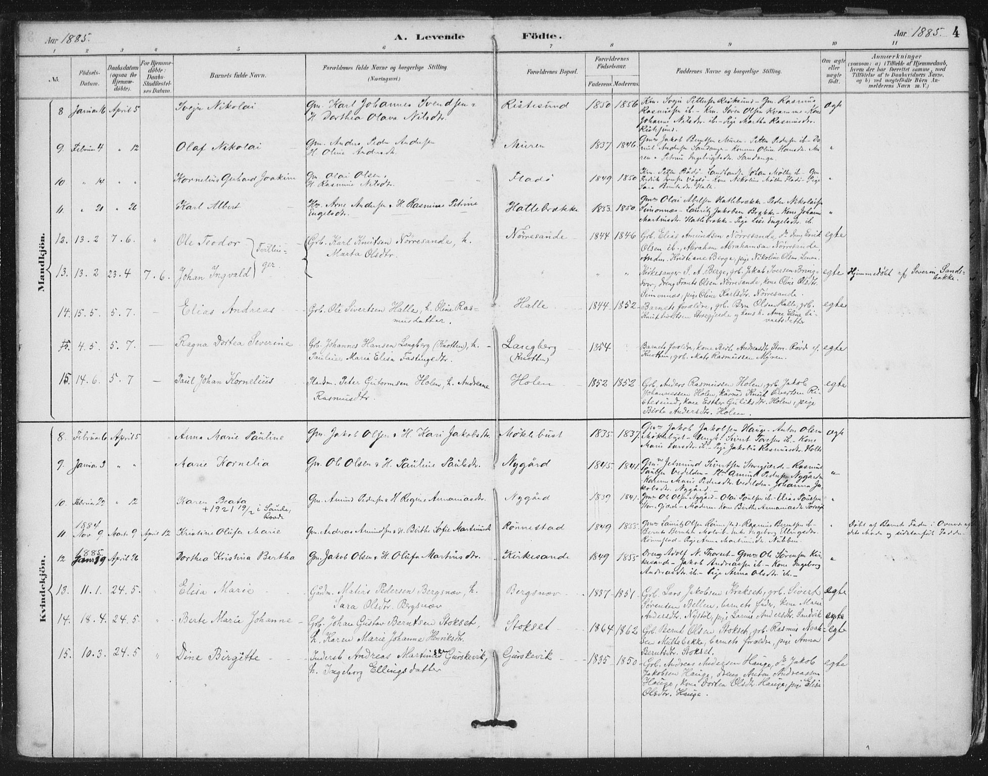 Ministerialprotokoller, klokkerbøker og fødselsregistre - Møre og Romsdal, SAT/A-1454/503/L0037: Parish register (official) no. 503A05, 1884-1900, p. 4