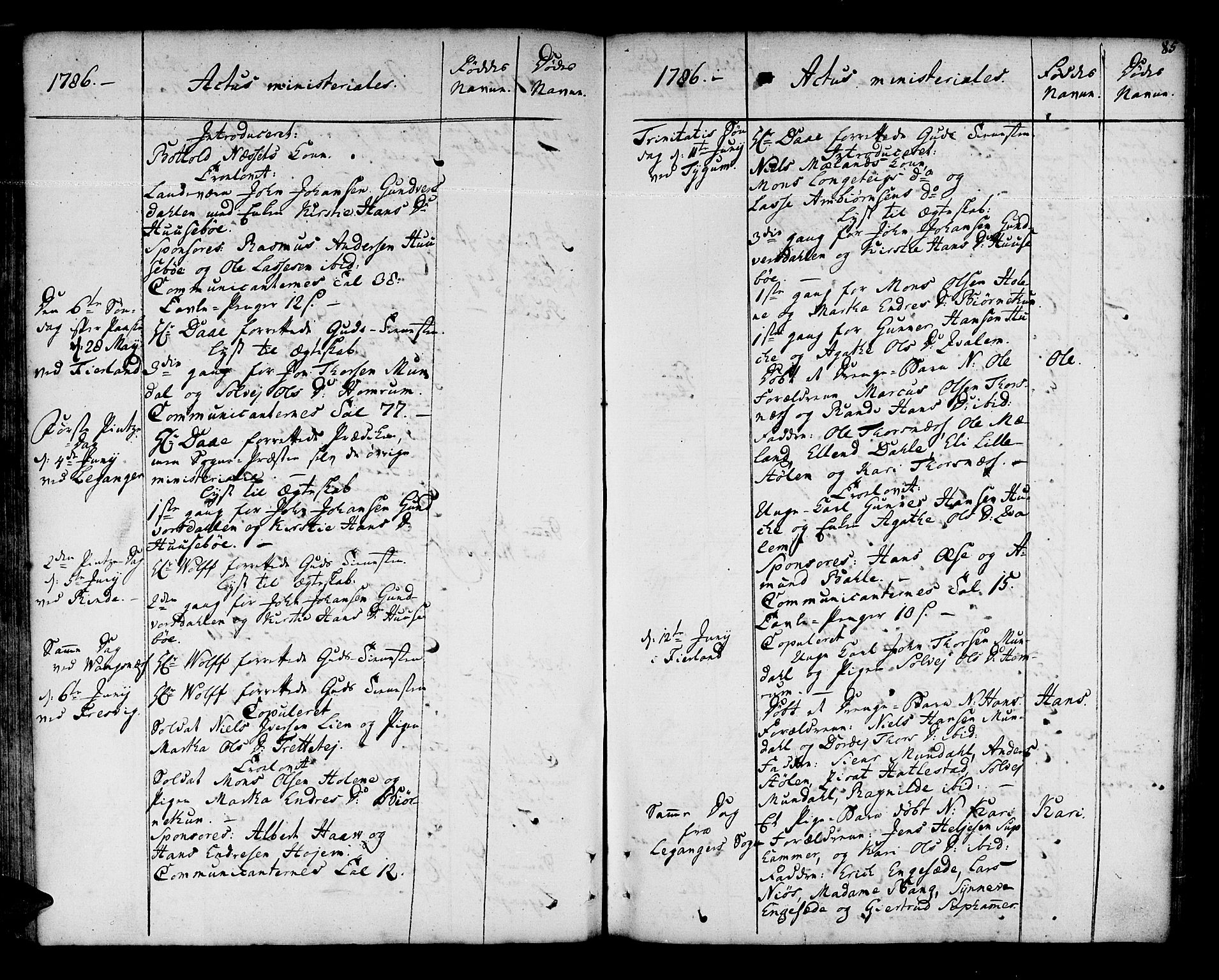 Leikanger sokneprestembete, AV/SAB-A-81001/H/Haa/Haaa/L0004: Parish register (official) no. A 4, 1770-1791, p. 85