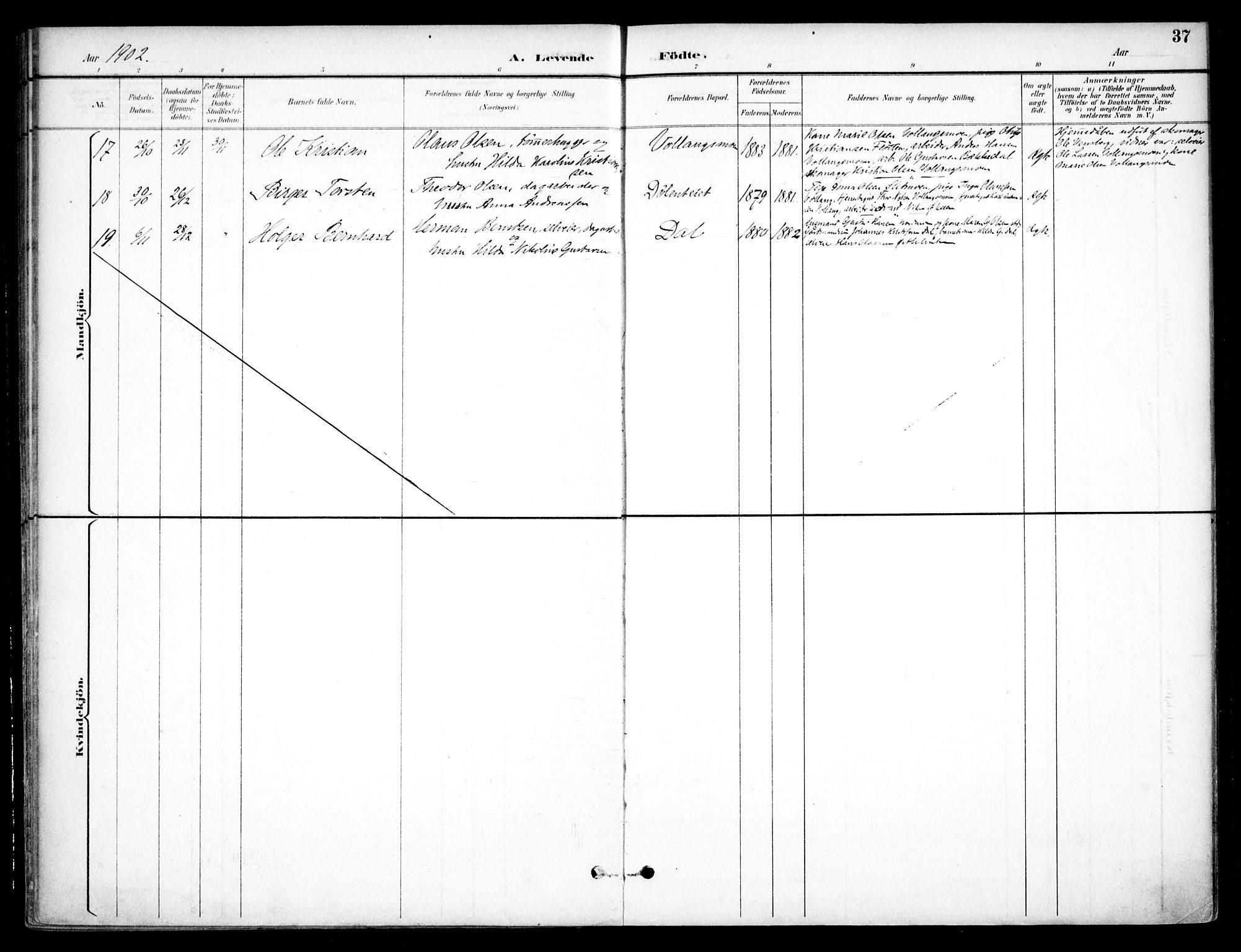 Nannestad prestekontor Kirkebøker, AV/SAO-A-10414a/F/Fc/L0002: Parish register (official) no. III 2, 1893-1907, p. 37