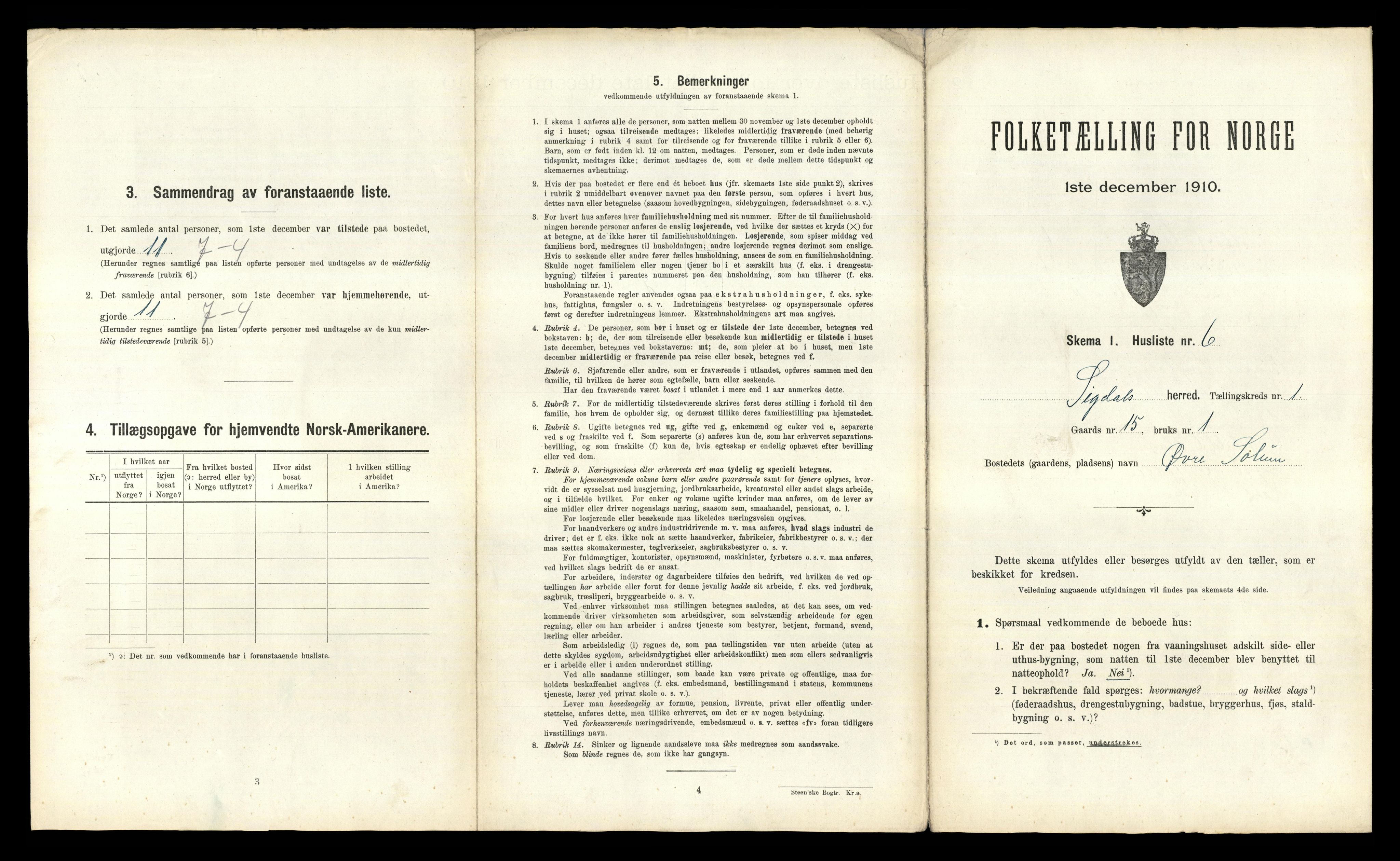 RA, 1910 census for Sigdal, 1910, p. 60
