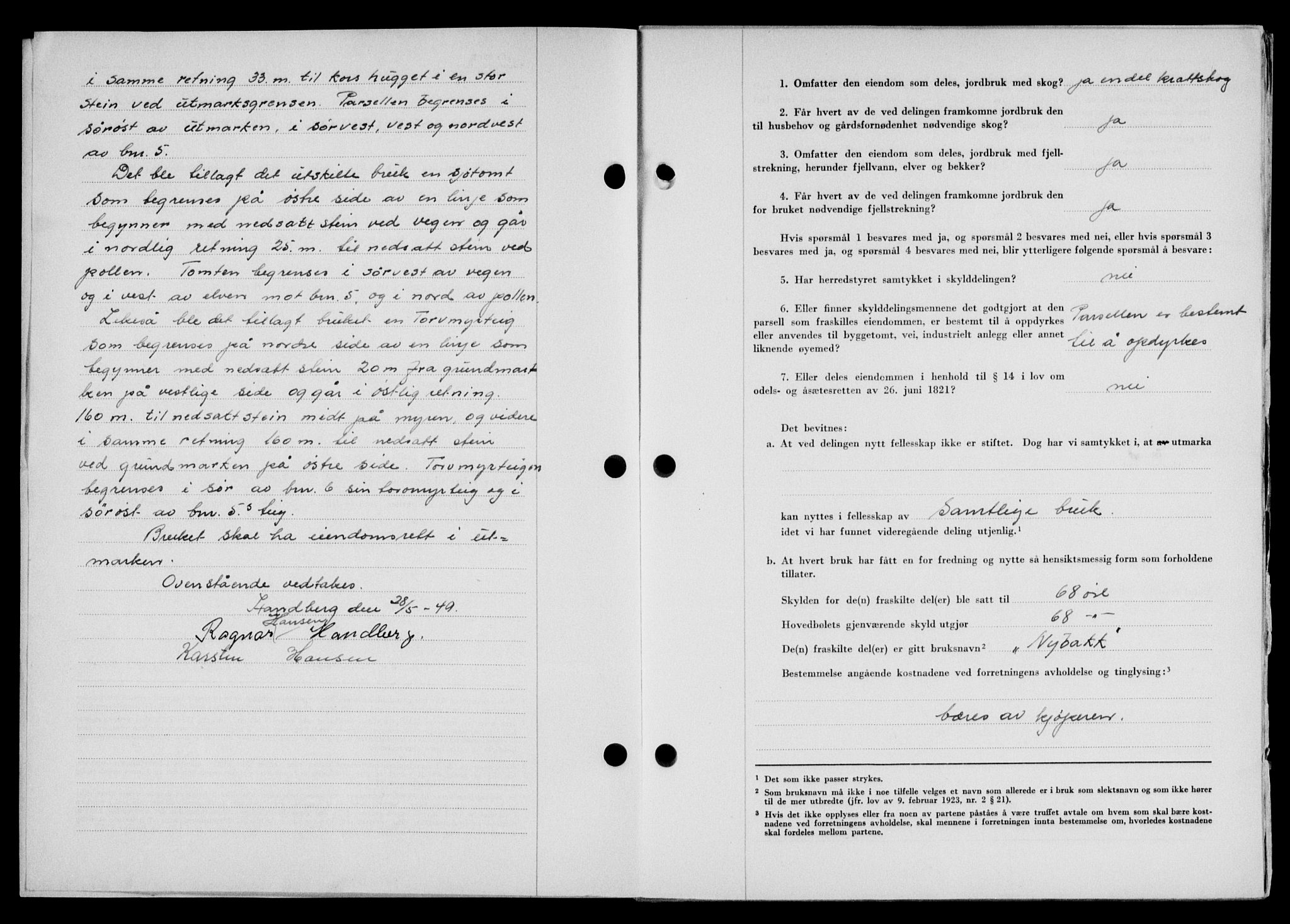 Lofoten sorenskriveri, SAT/A-0017/1/2/2C/L0021a: Mortgage book no. 21a, 1949-1949, Diary no: : 1579/1949