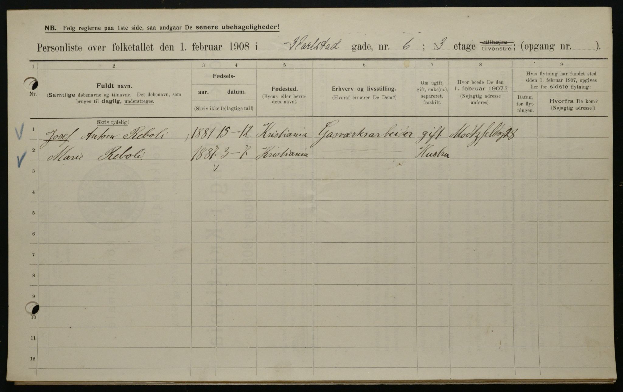 OBA, Municipal Census 1908 for Kristiania, 1908, p. 43919