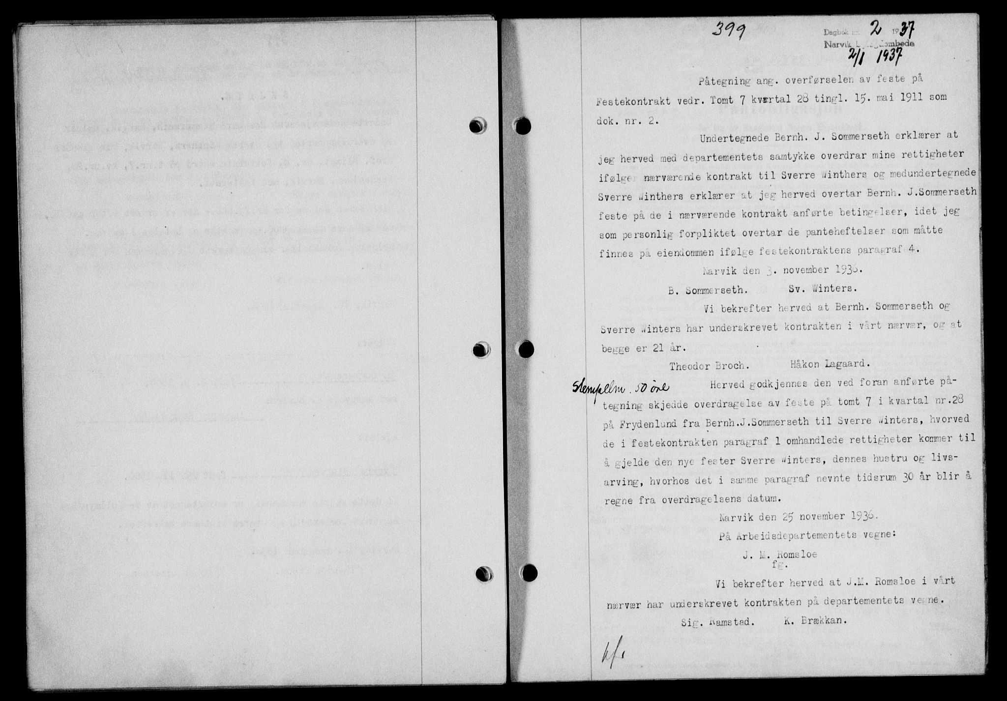 Narvik sorenskriveri, SAT/A-0002/1/2/2C/2Ca/L0011: Mortgage book no. 14, 1935-1937, Deed date: 02.01.1937
