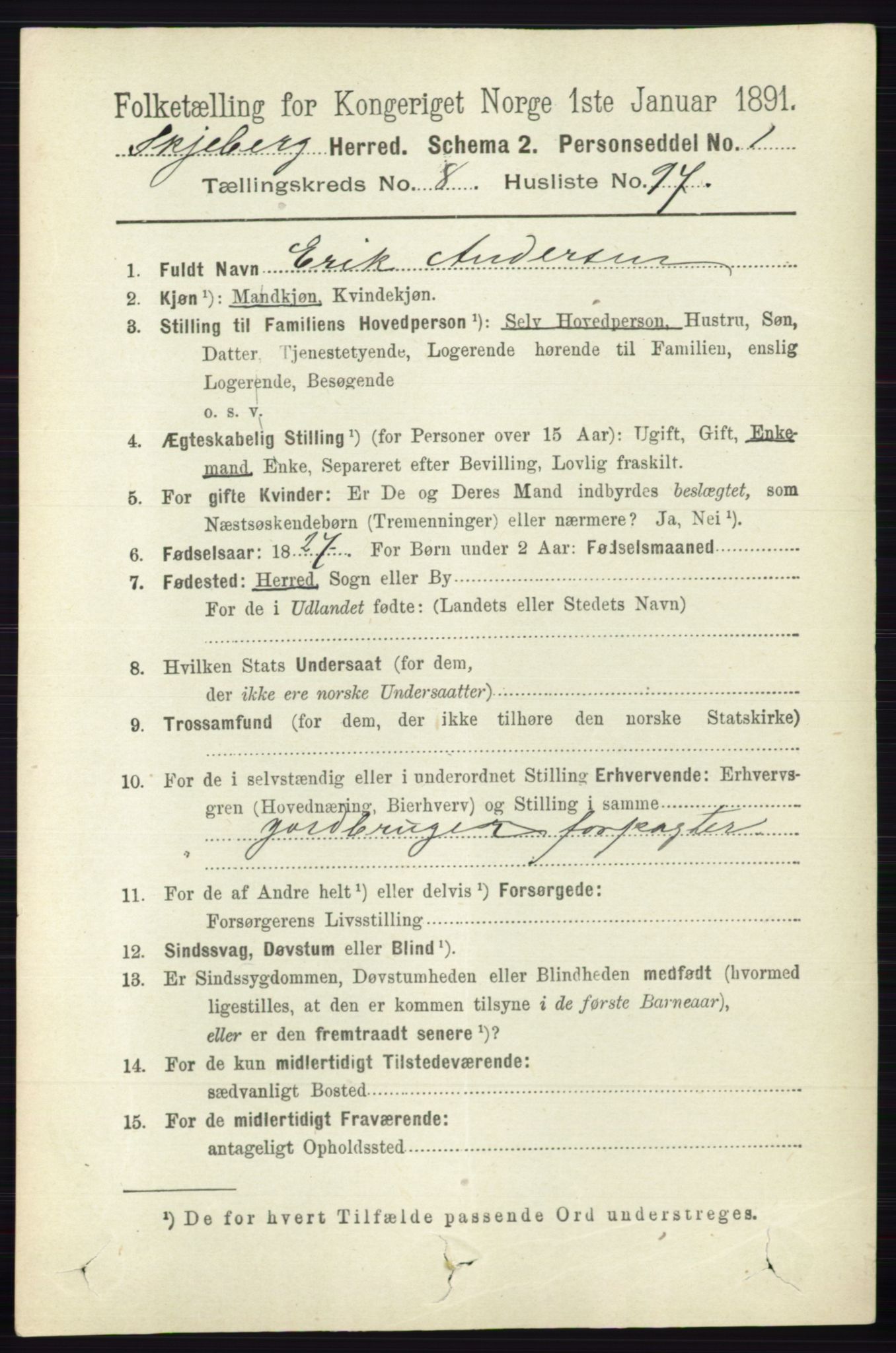 RA, 1891 census for 0115 Skjeberg, 1891, p. 4574