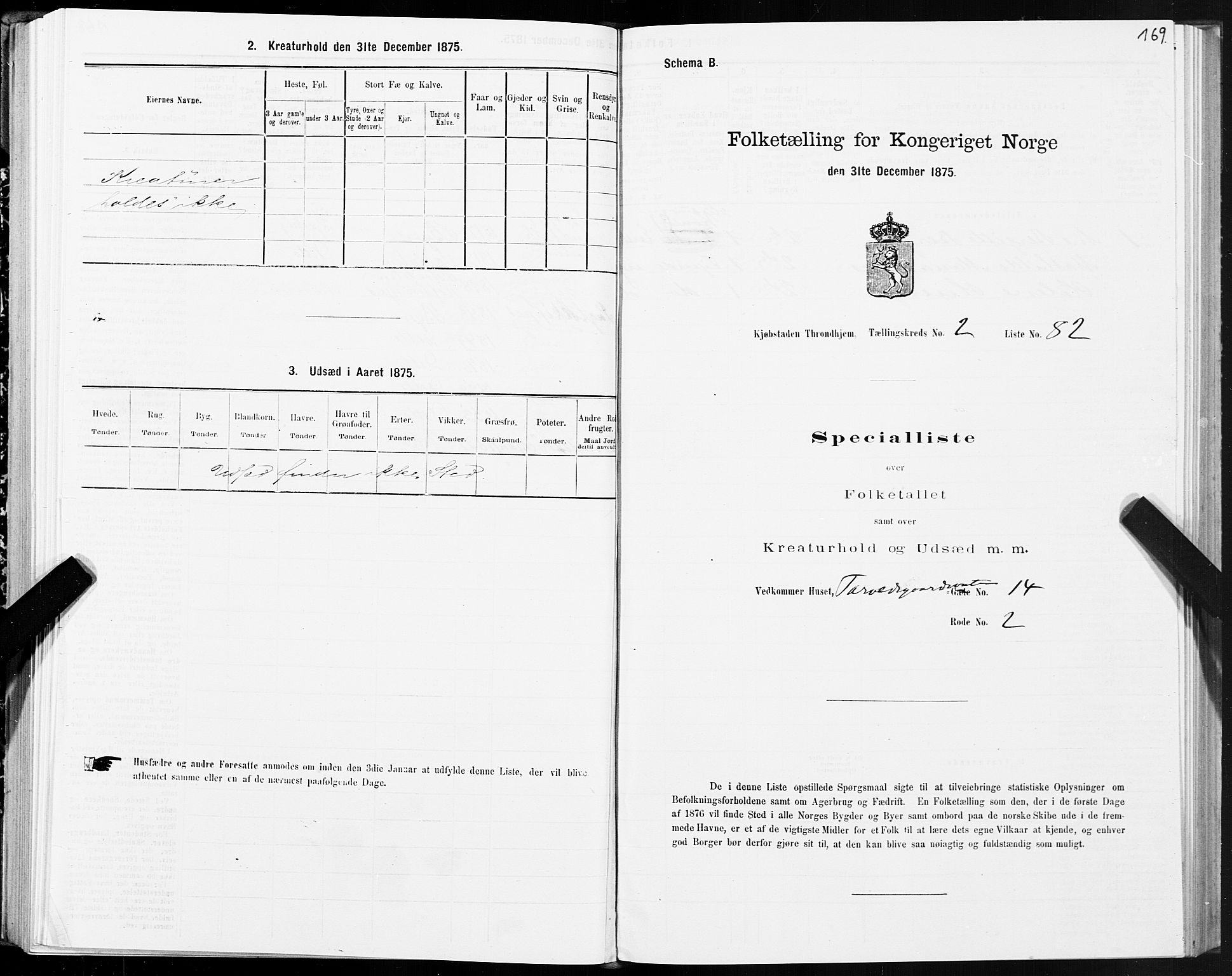 SAT, 1875 census for 1601 Trondheim, 1875, p. 2169