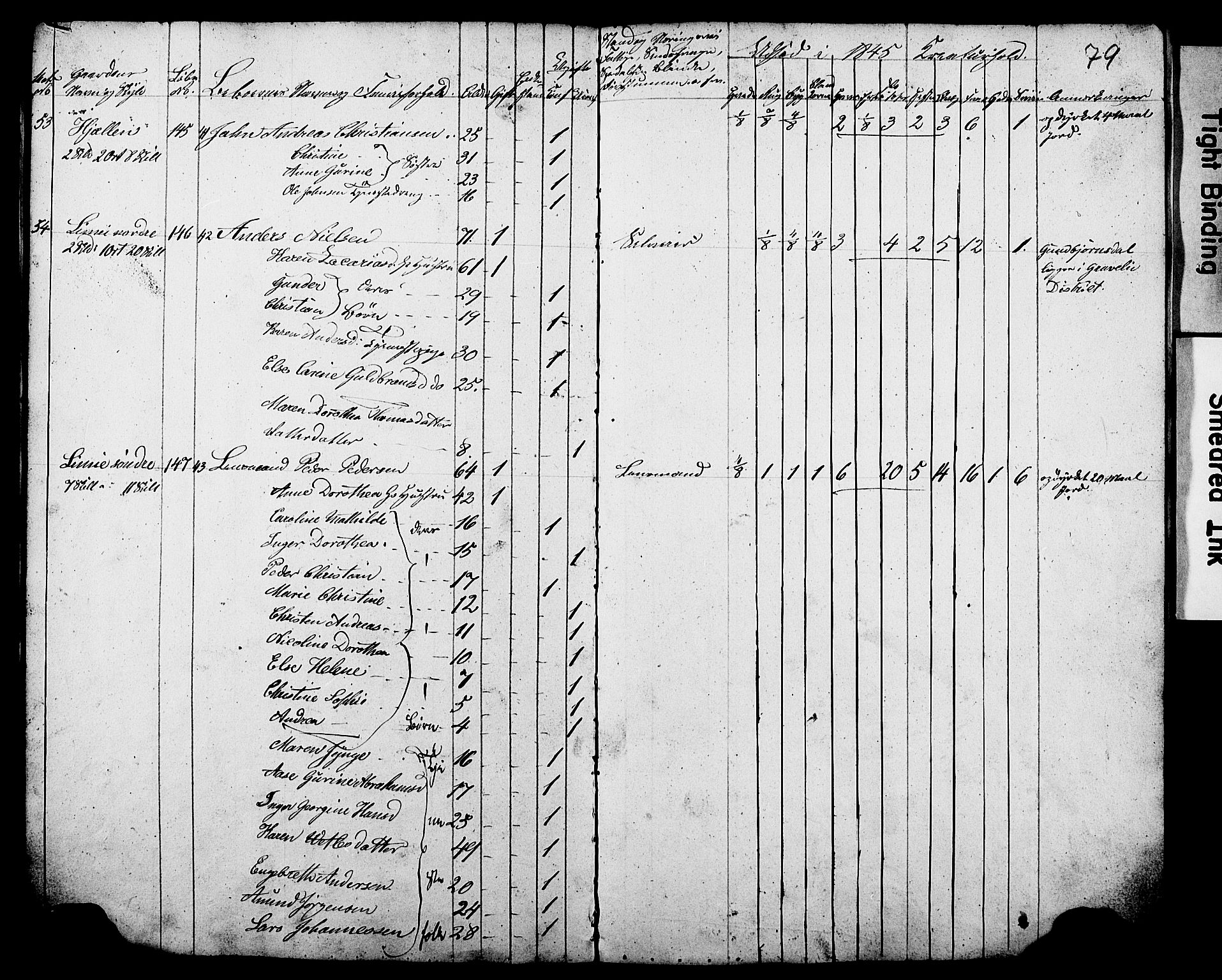 , Census 1845 for Gjerpen, 1845, p. 79