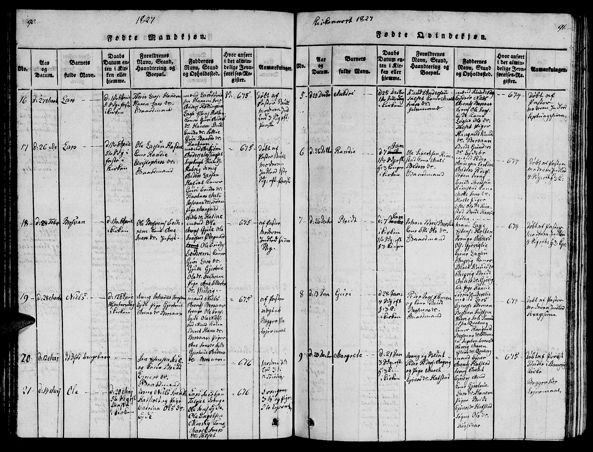 Ministerialprotokoller, klokkerbøker og fødselsregistre - Møre og Romsdal, AV/SAT-A-1454/586/L0990: Parish register (copy) no. 586C01, 1819-1837, p. 90-91