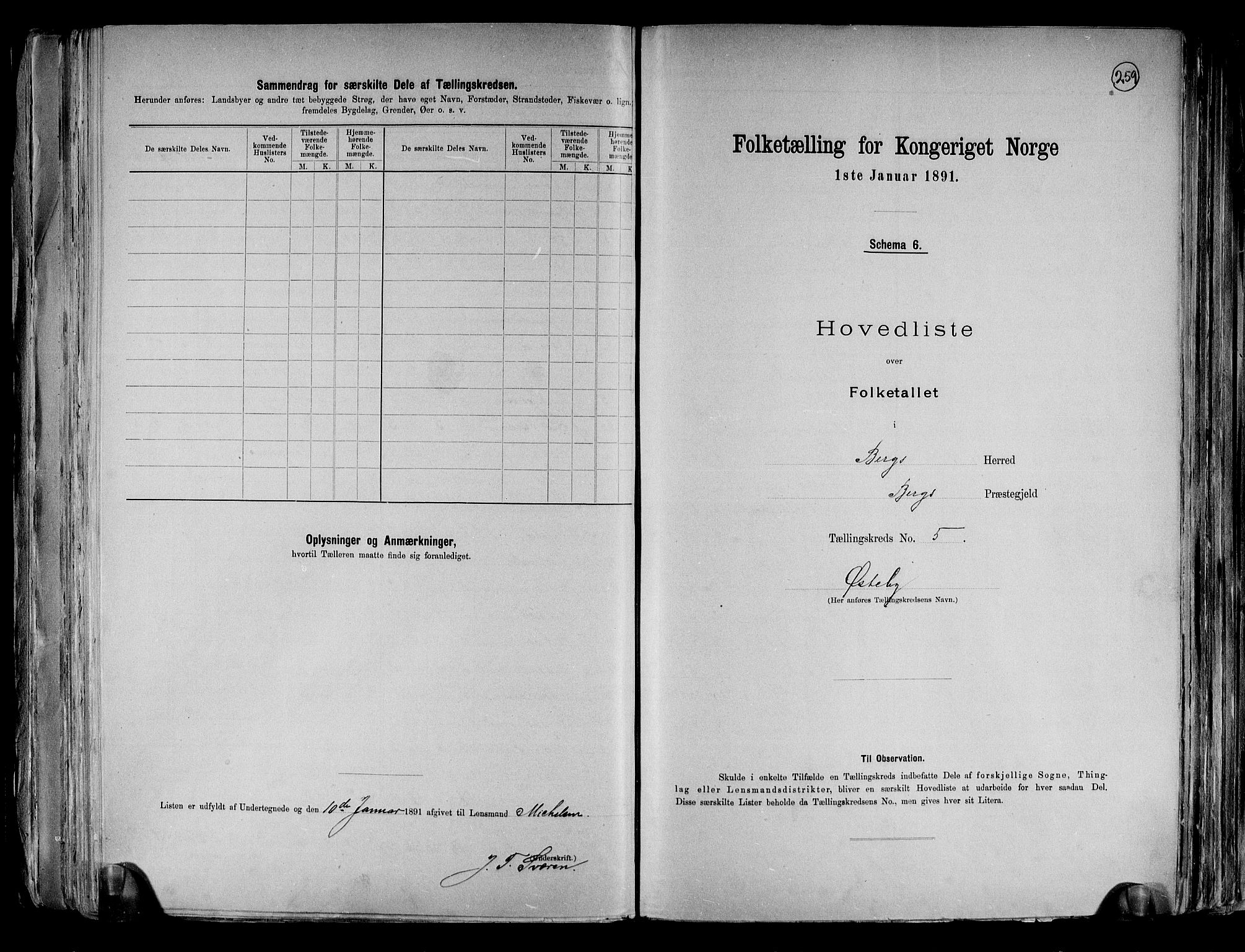 RA, 1891 census for 0116 Berg, 1891, p. 19