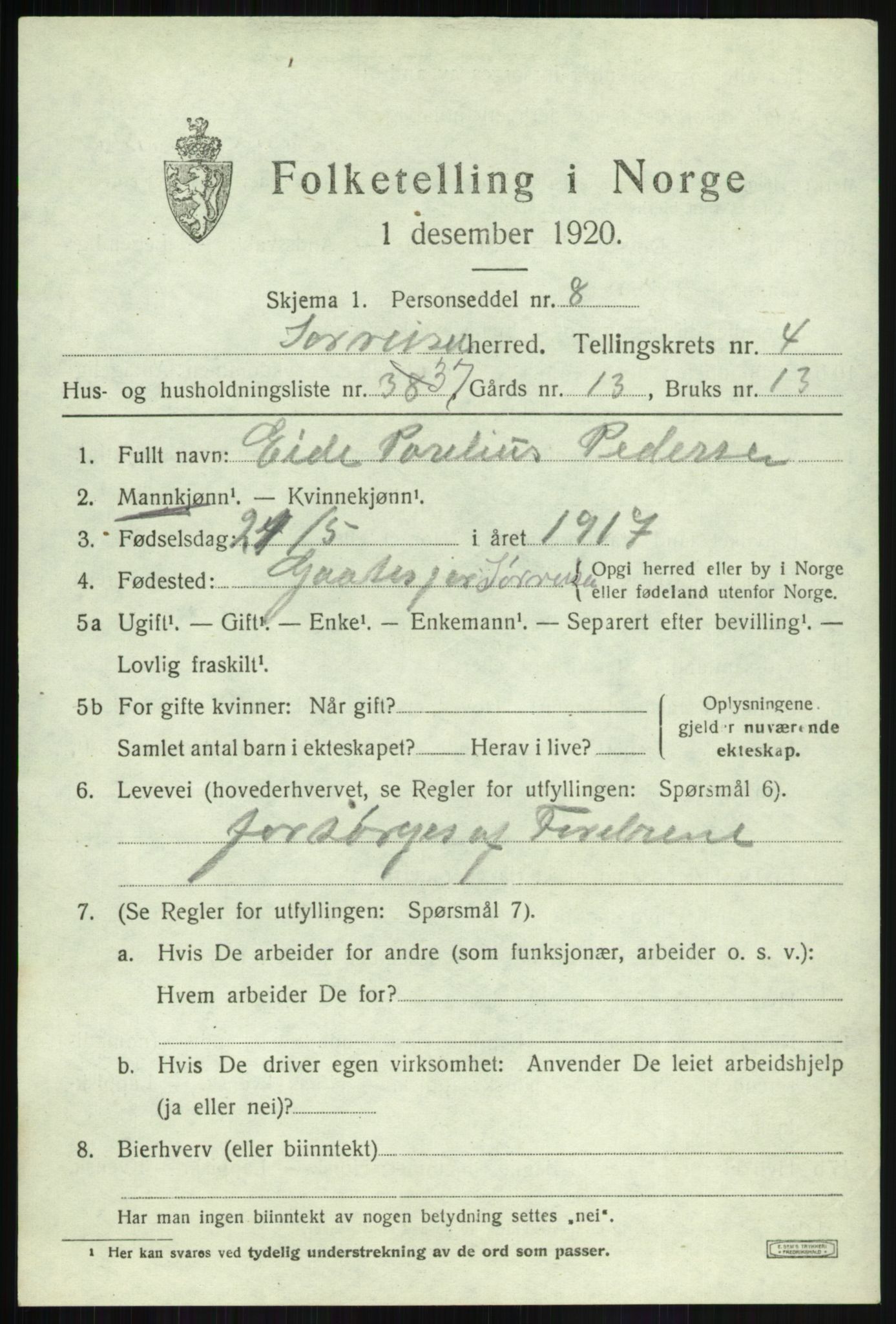 SATØ, 1920 census for Sørreisa, 1920, p. 2270