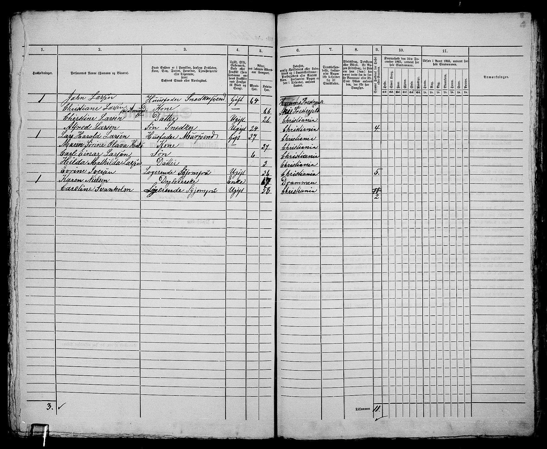 RA, 1865 census for Kristiania, 1865, p. 3081