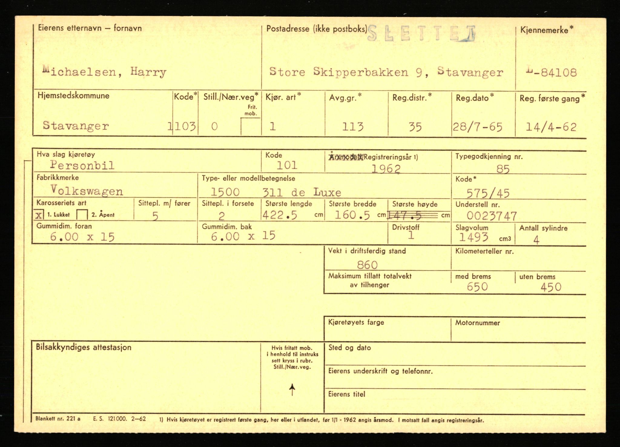 Stavanger trafikkstasjon, AV/SAST-A-101942/0/F/L0073: L-84100 - L-86499, 1930-1971, p. 13