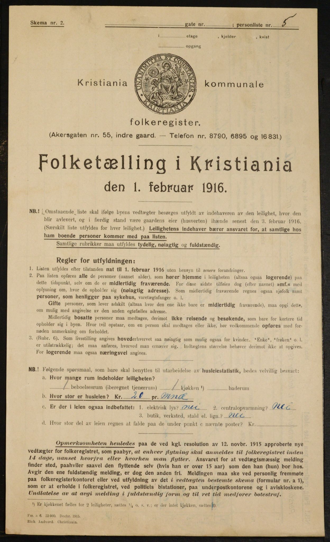 OBA, Municipal Census 1916 for Kristiania, 1916, p. 66491