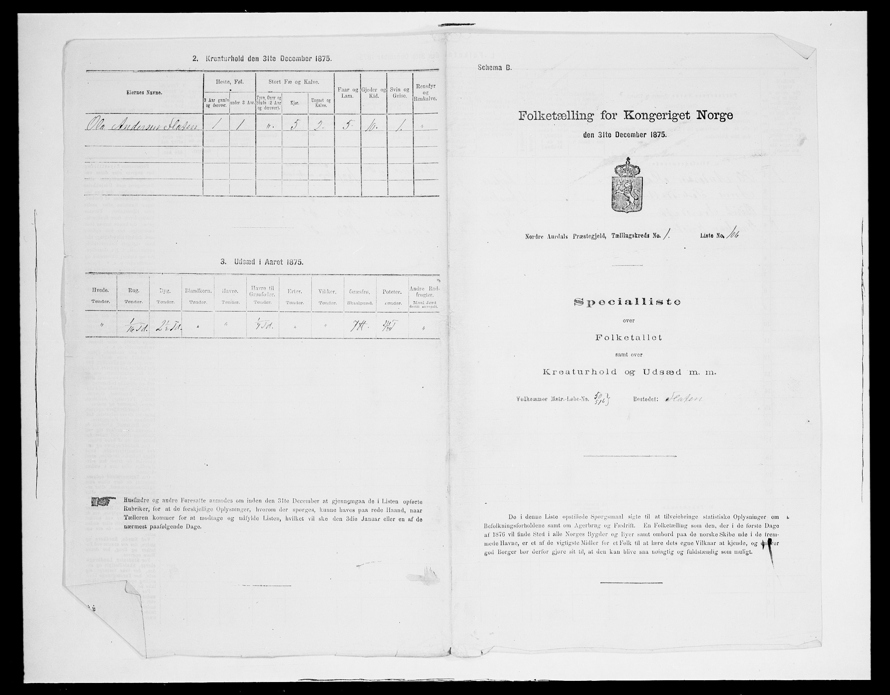 SAH, 1875 census for 0542P Nord-Aurdal, 1875, p. 331