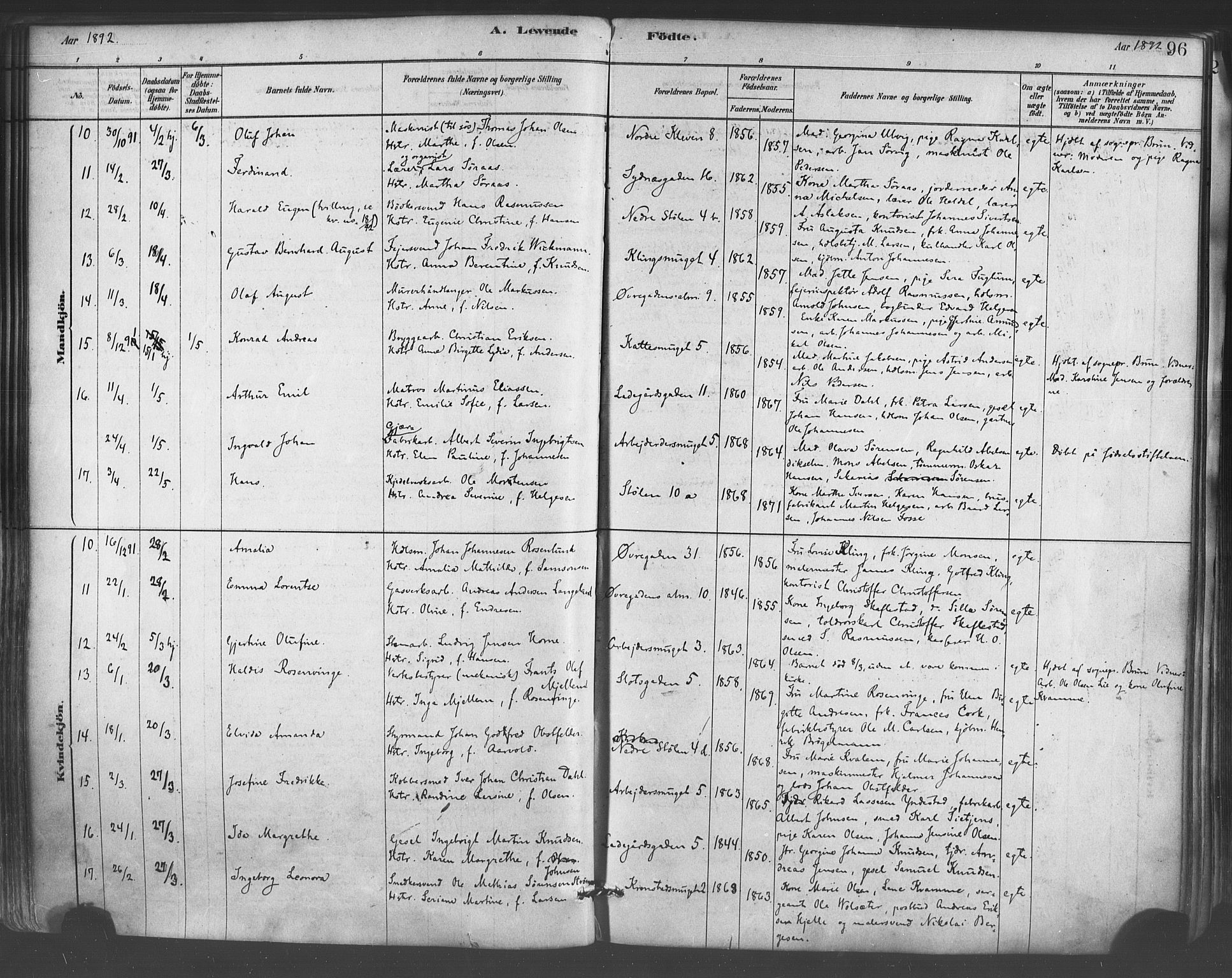 Mariakirken Sokneprestembete, AV/SAB-A-76901/H/Haa/L0007: Parish register (official) no. A 7, 1878-1893, p. 96