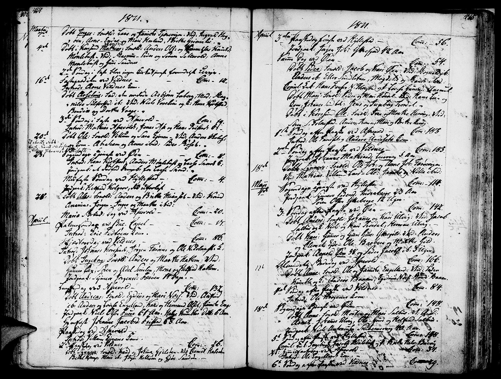 Askvoll sokneprestembete, AV/SAB-A-79501/H/Haa/Haaa/L0009: Parish register (official) no. A 9, 1776-1821, p. 414-415