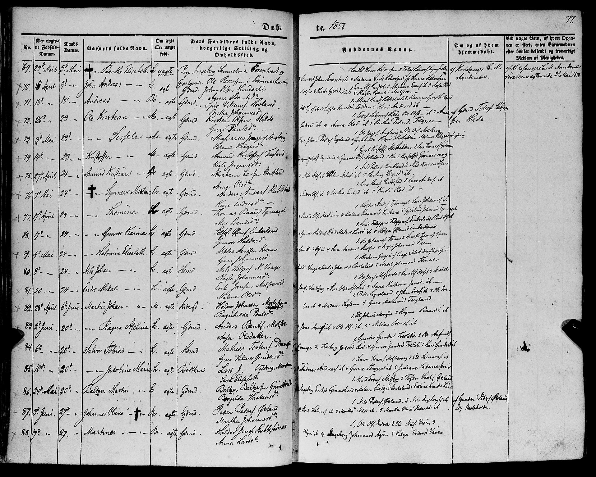 Finnås sokneprestembete, AV/SAB-A-99925/H/Ha/Haa/Haaa/L0007: Parish register (official) no. A 7, 1850-1862, p. 77
