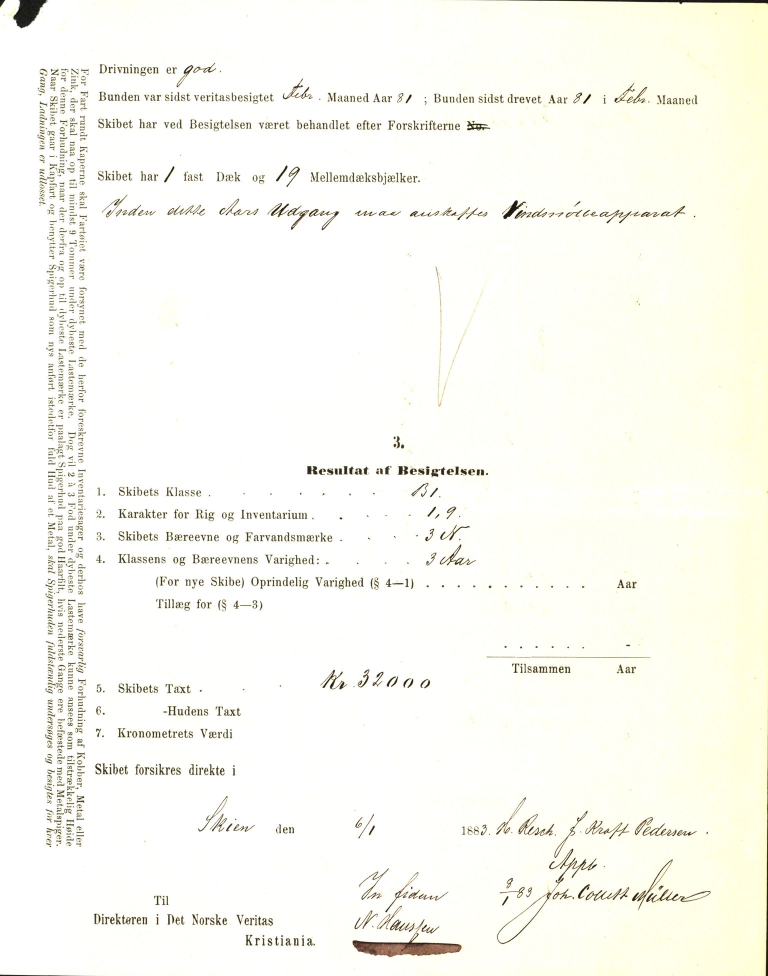Pa 63 - Østlandske skibsassuranceforening, VEMU/A-1079/G/Ga/L0018/0004: Havaridokumenter / Nymph, Odd, Norafjeld, Kvik, Hast, Finland, Gefion, 1885, p. 3