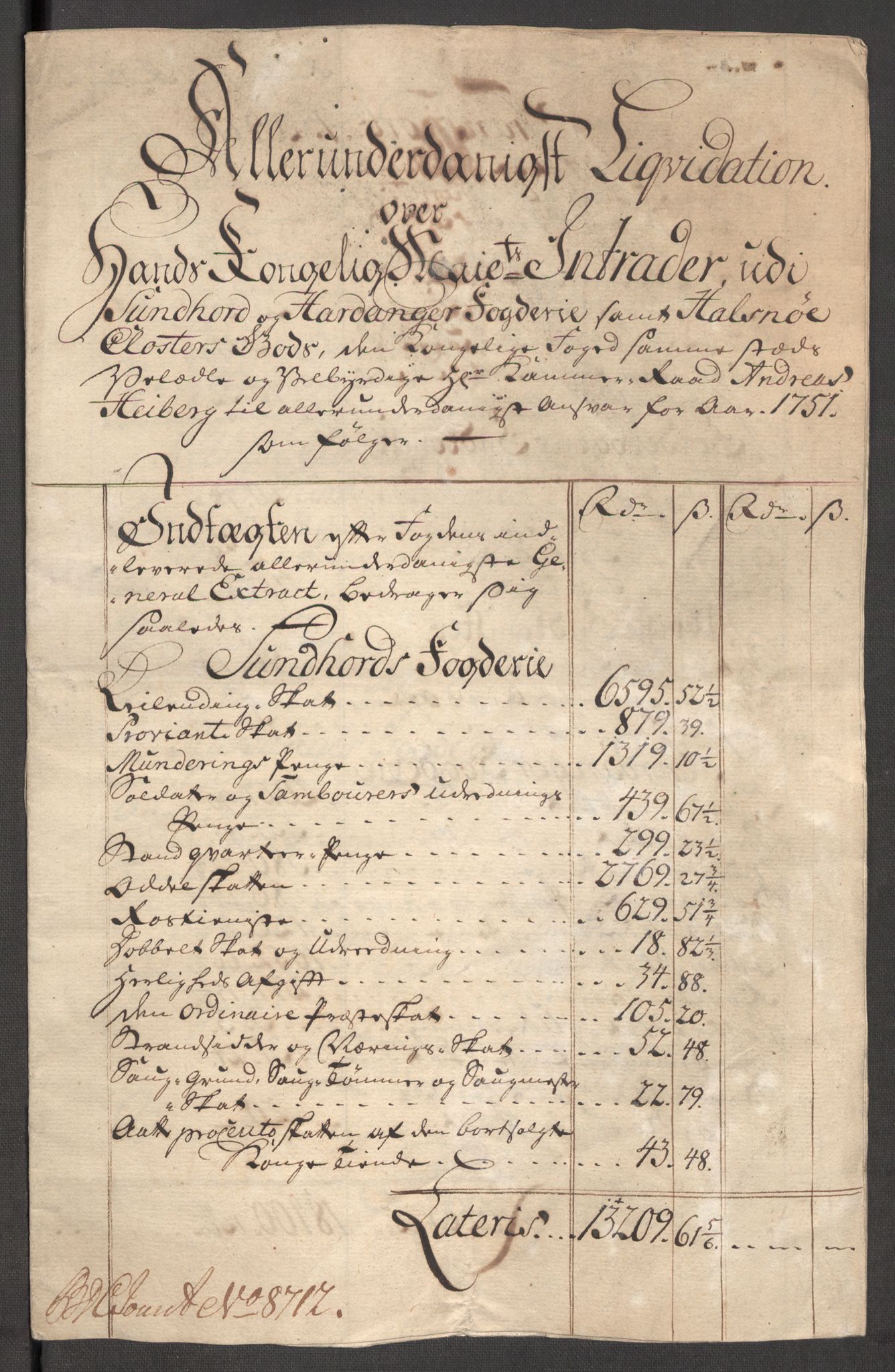 Rentekammeret inntil 1814, Reviderte regnskaper, Fogderegnskap, AV/RA-EA-4092/R48/L3056: Fogderegnskap Sunnhordland og Hardanger, 1751, p. 77