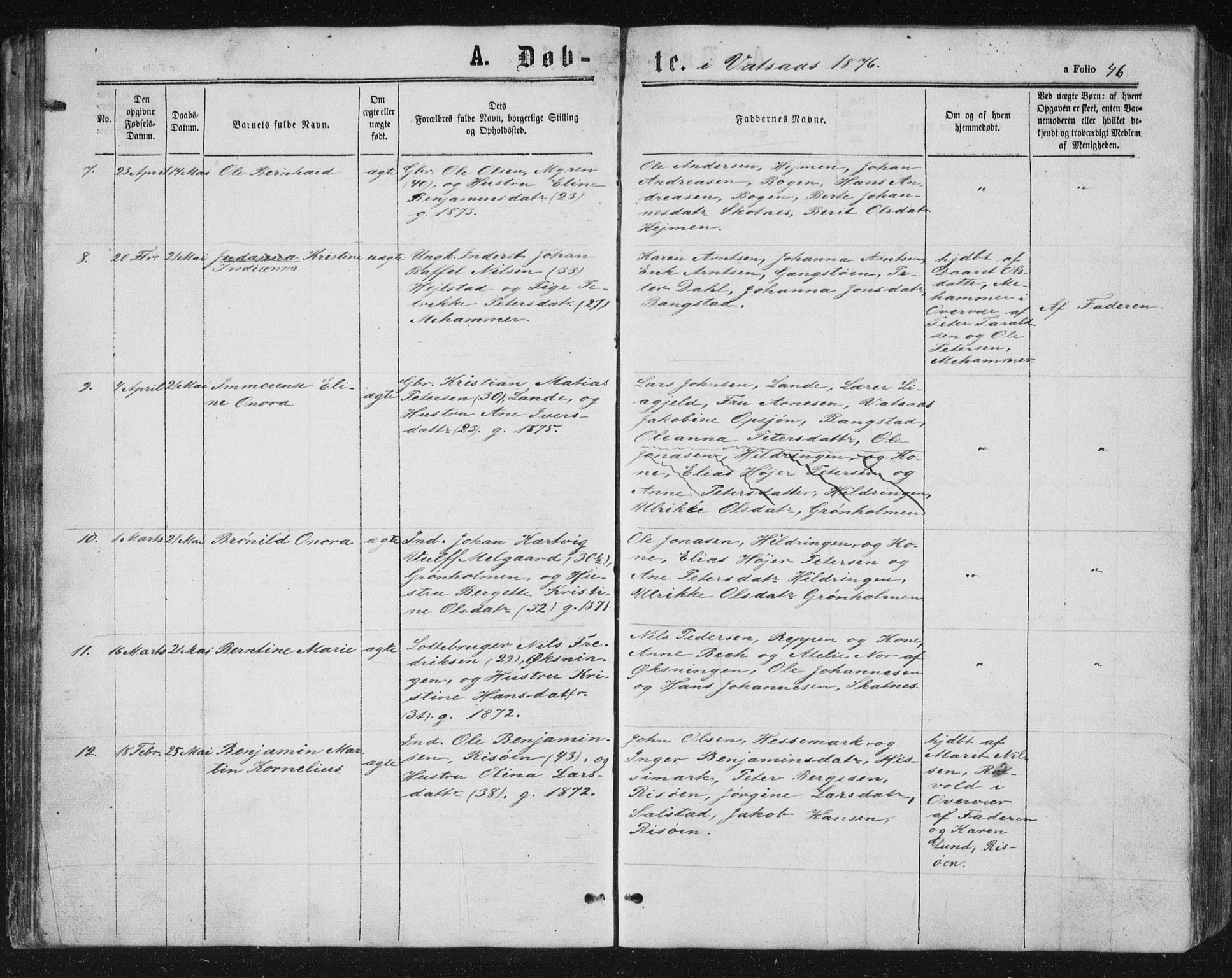 Ministerialprotokoller, klokkerbøker og fødselsregistre - Nordland, AV/SAT-A-1459/810/L0158: Parish register (copy) no. 810C02 /1, 1863-1883, p. 46