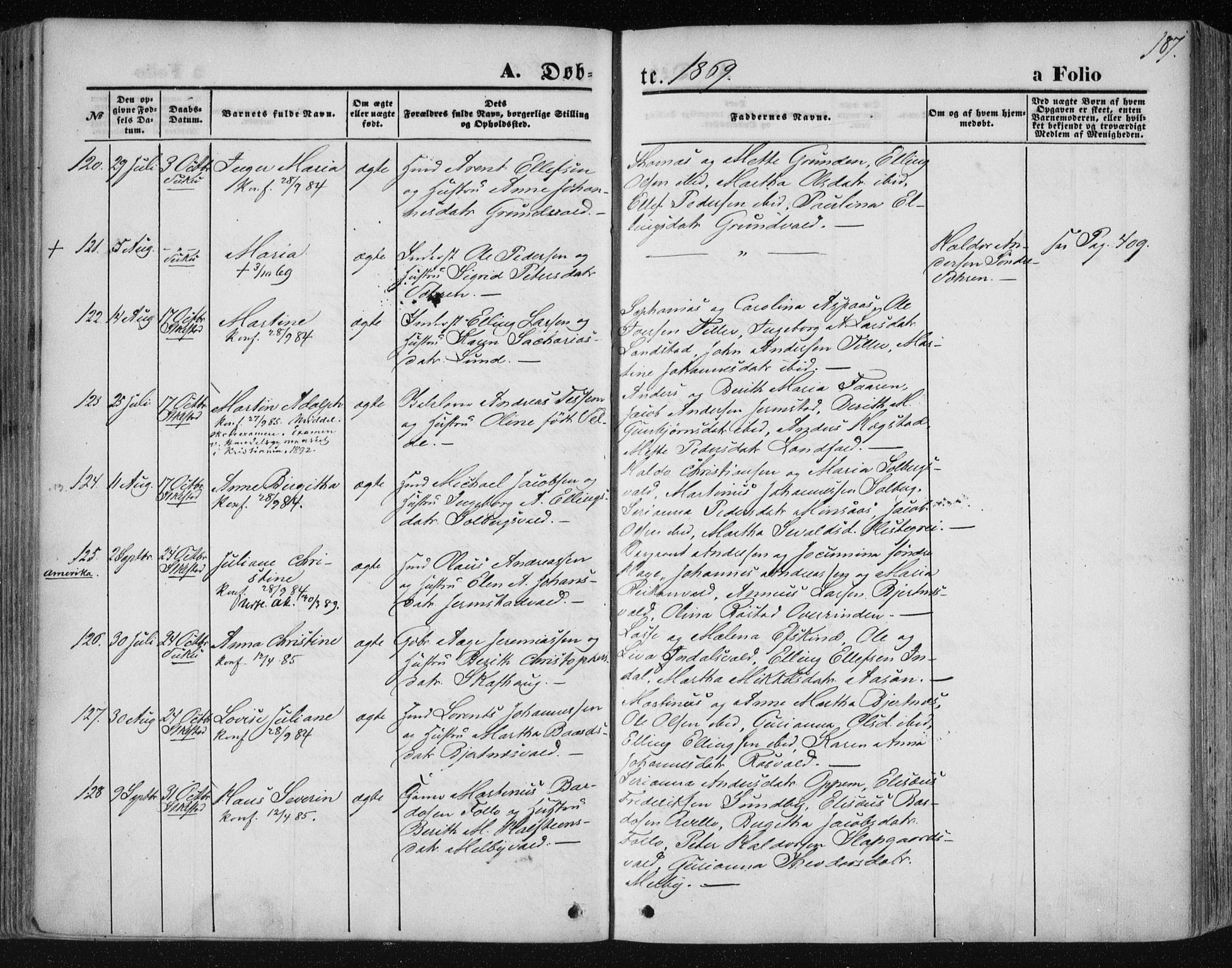 Ministerialprotokoller, klokkerbøker og fødselsregistre - Nord-Trøndelag, AV/SAT-A-1458/723/L0241: Parish register (official) no. 723A10, 1860-1869, p. 187