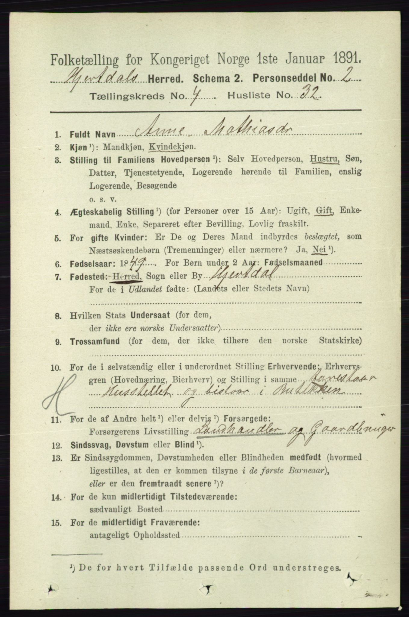 RA, 1891 census for 0827 Hjartdal, 1891, p. 1567
