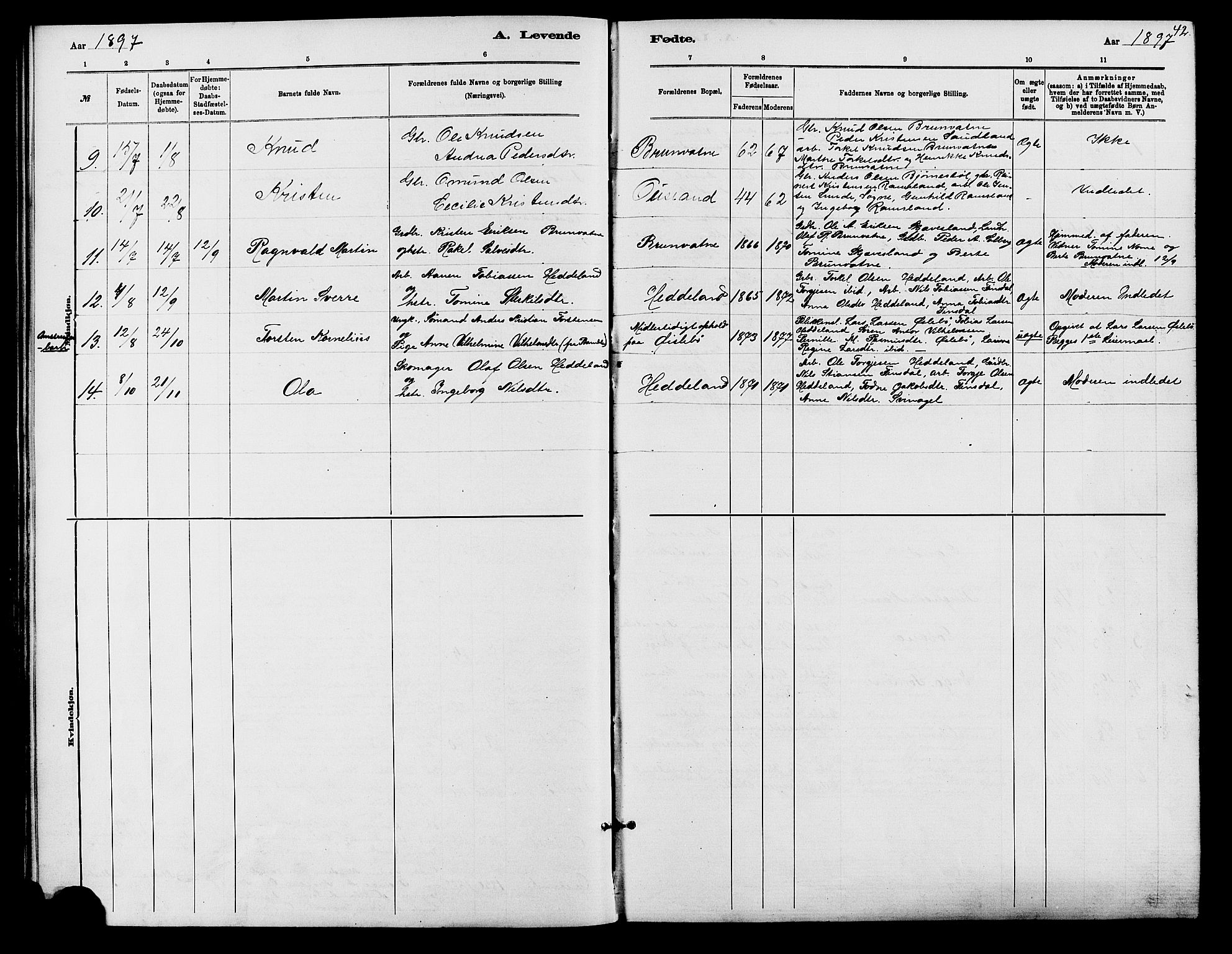 Holum sokneprestkontor, SAK/1111-0022/F/Fb/Fbc/L0003: Parish register (copy) no. B 3, 1882-1908, p. 42