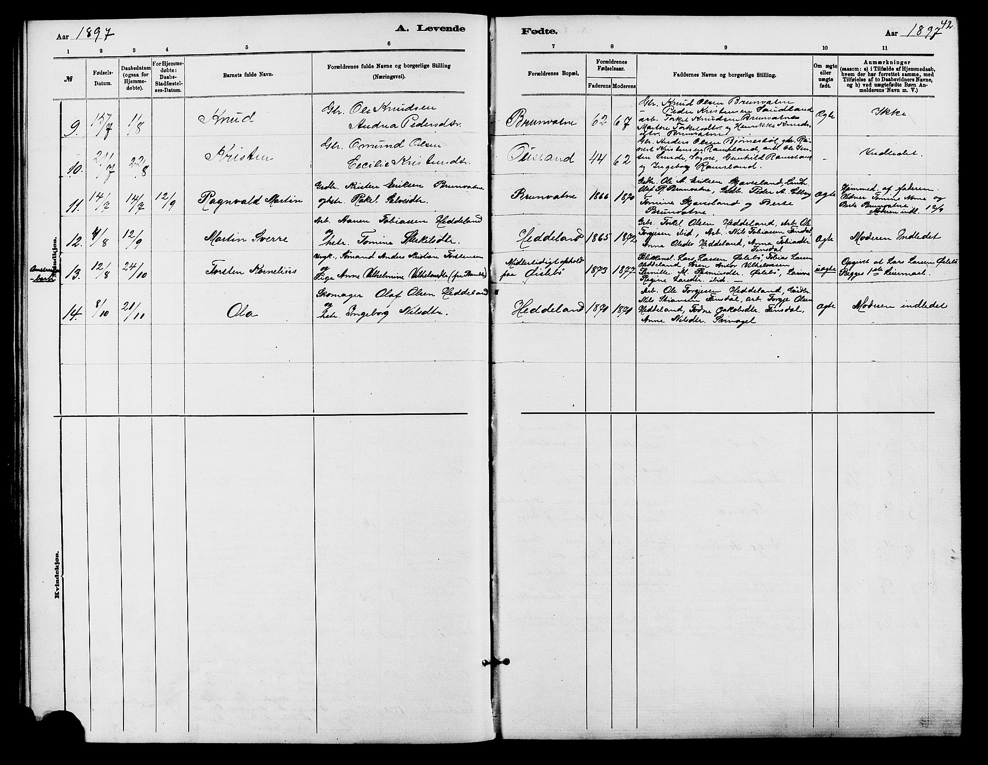 Holum sokneprestkontor, AV/SAK-1111-0022/F/Fb/Fbc/L0003: Parish register (copy) no. B 3, 1882-1908, p. 42